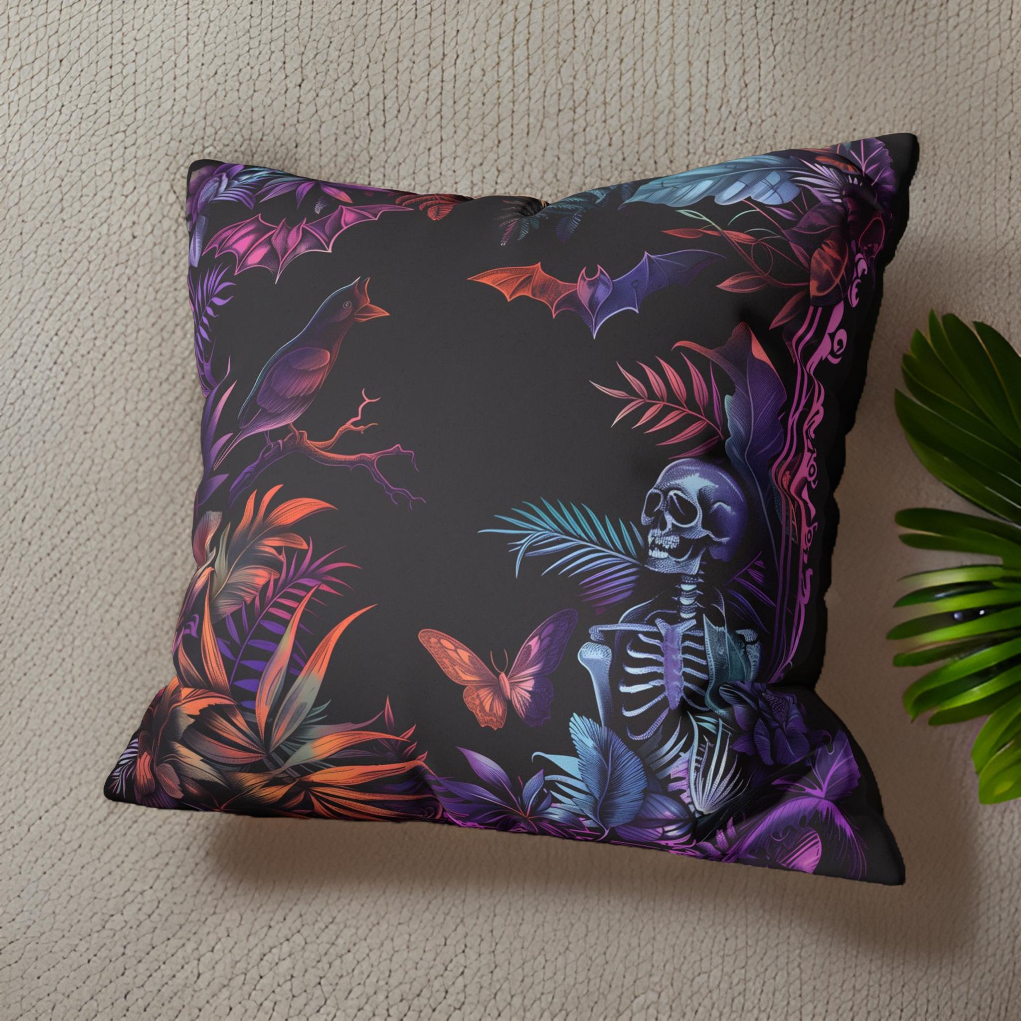 Skeleton Pillow – Tropical Gothic Decor | Skeleton Tropics