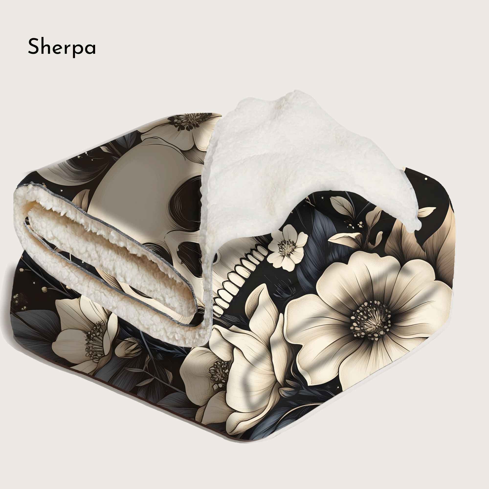 Skull Floral Throw Blanket – Gothic Bloom | Moonlit Memento