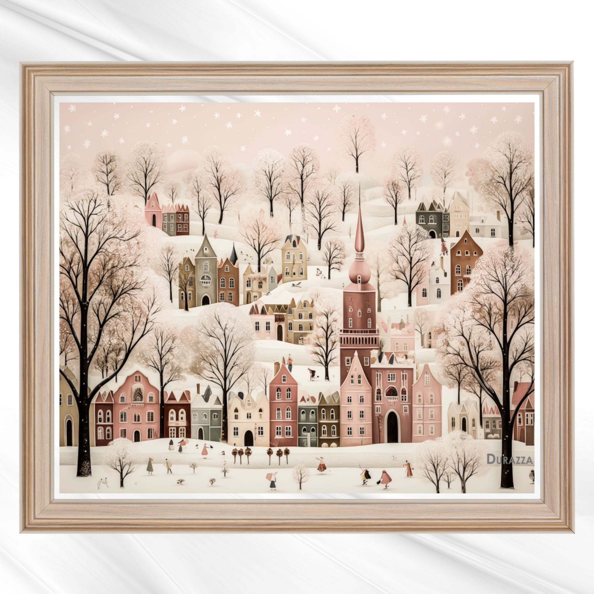 Snowy Serenity Winter Satin Wall Art Print
