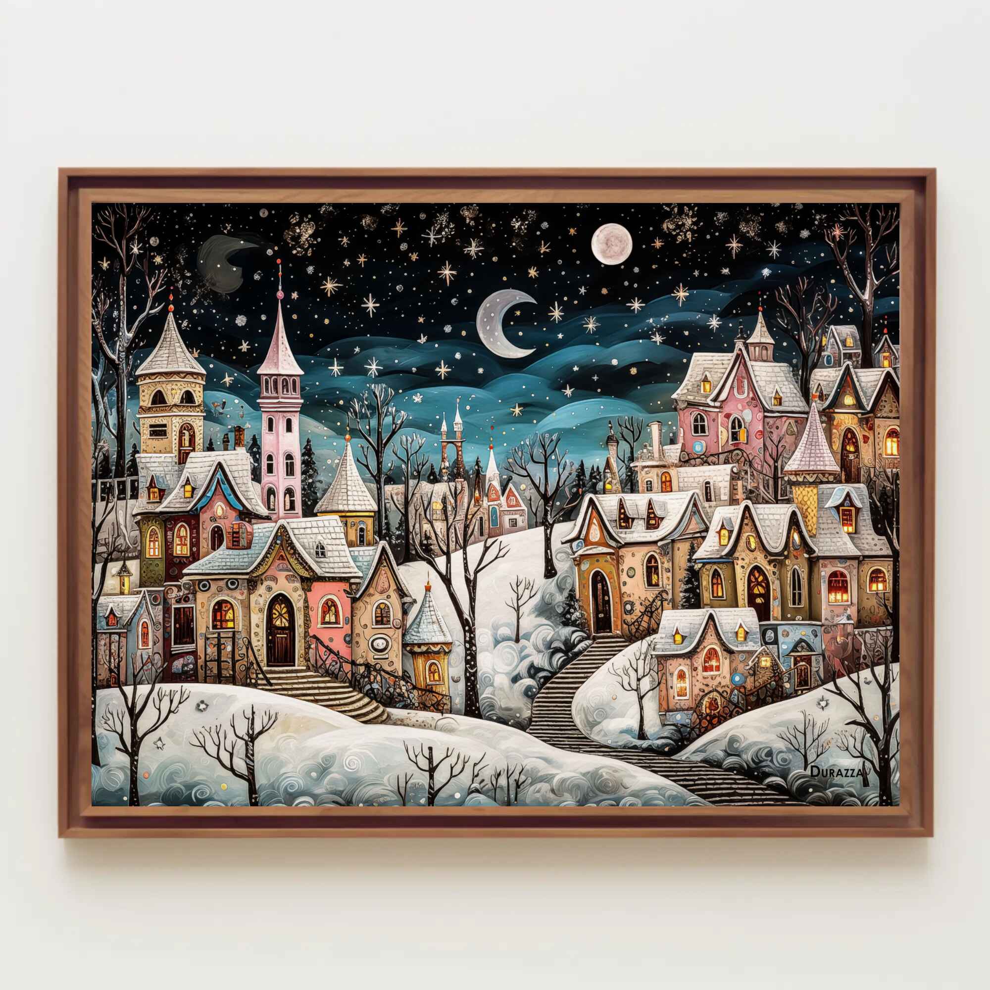 Snowy Moonlit Frost Wall Art Print