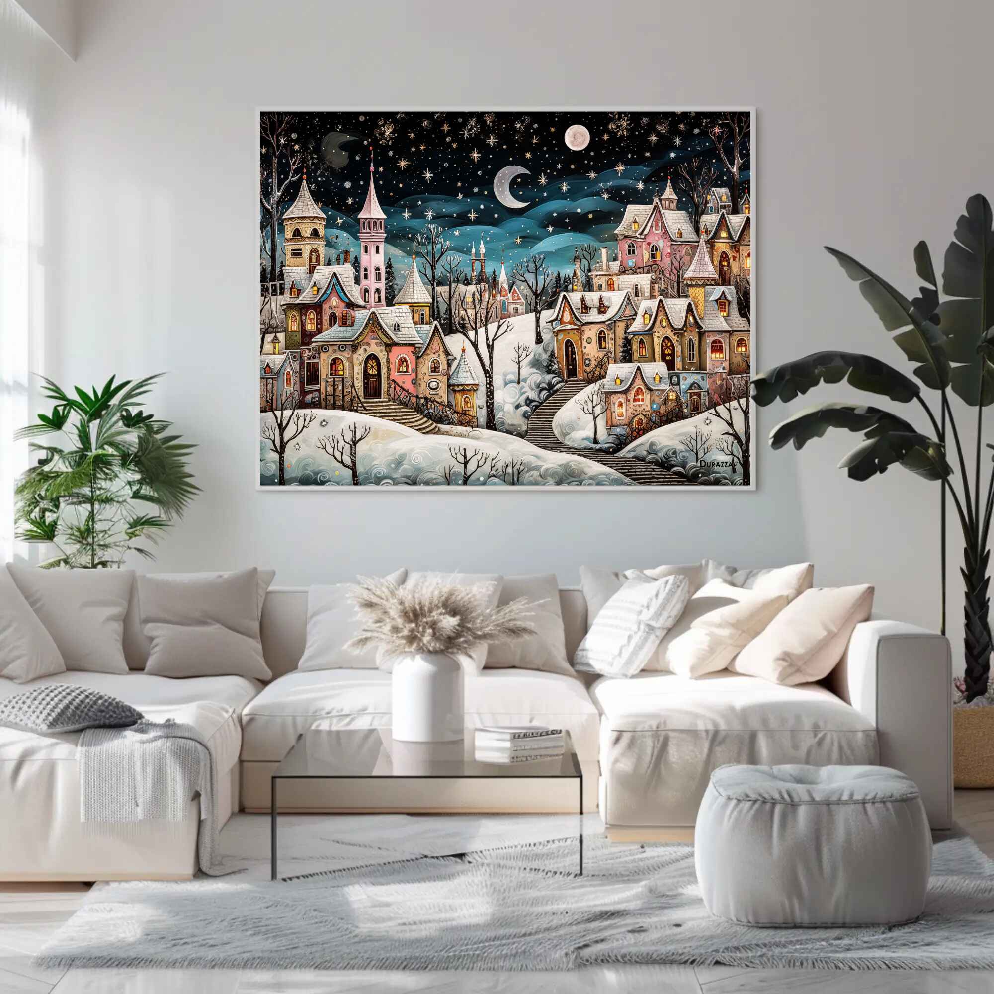 Snowy Moonlit Frost Wall Art Print