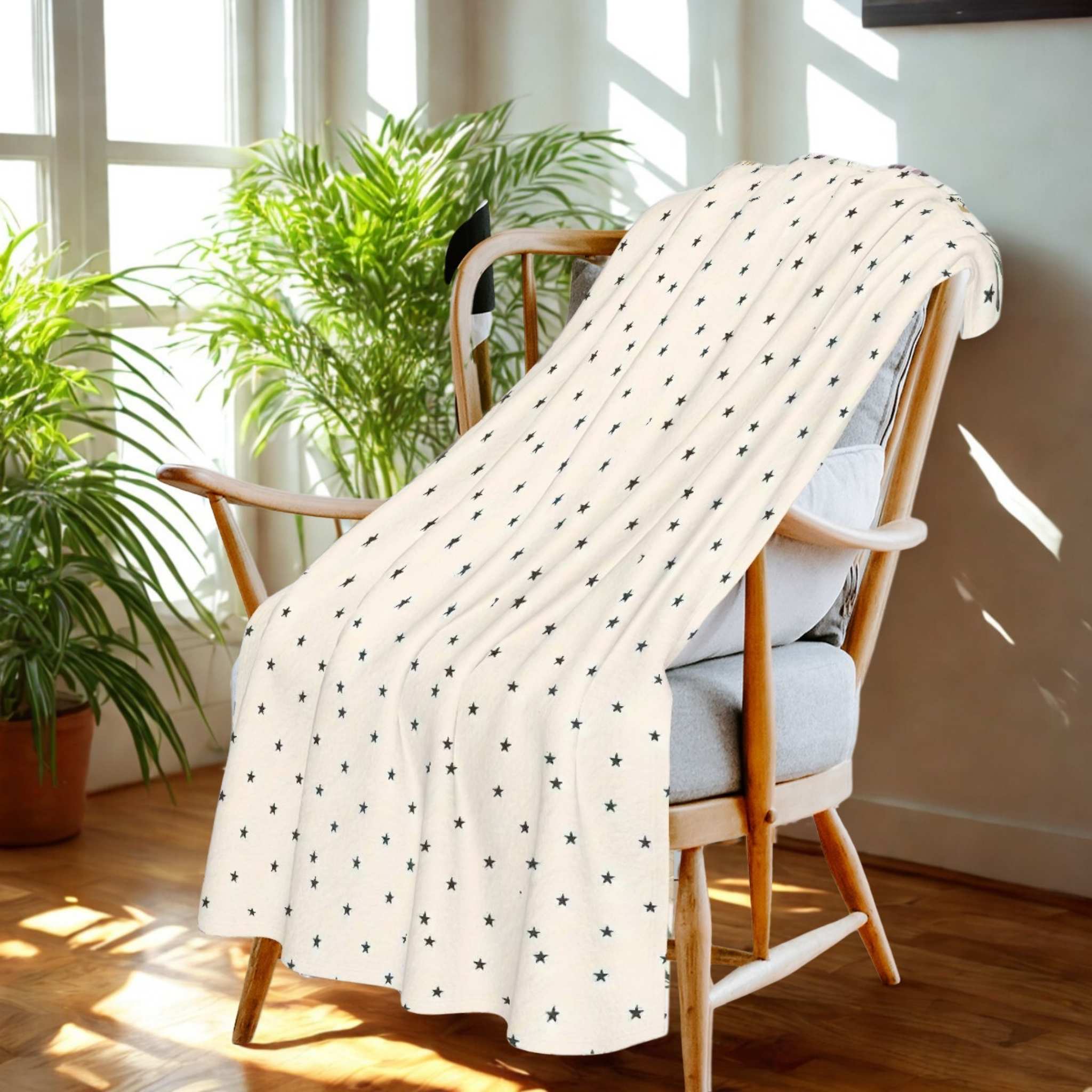 Celestial Throw Blanket – Blue Star Decor | Soft Starfield