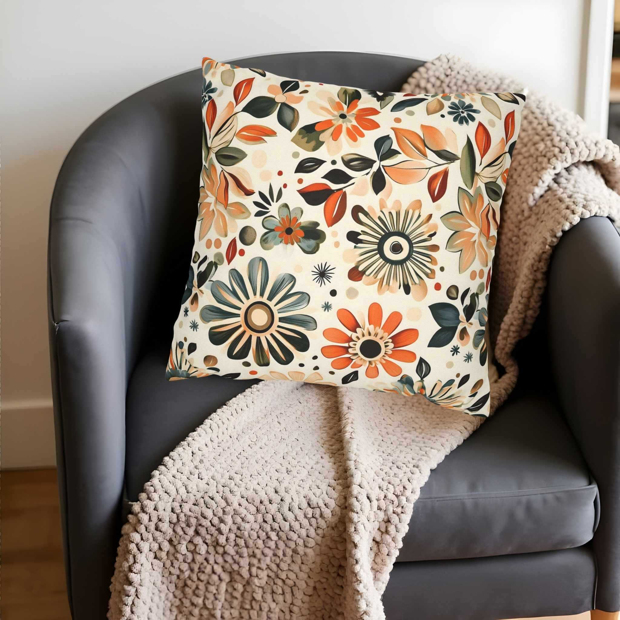 Floral Throw Pillow – Retro Bohemian Decor | Soul Bloom