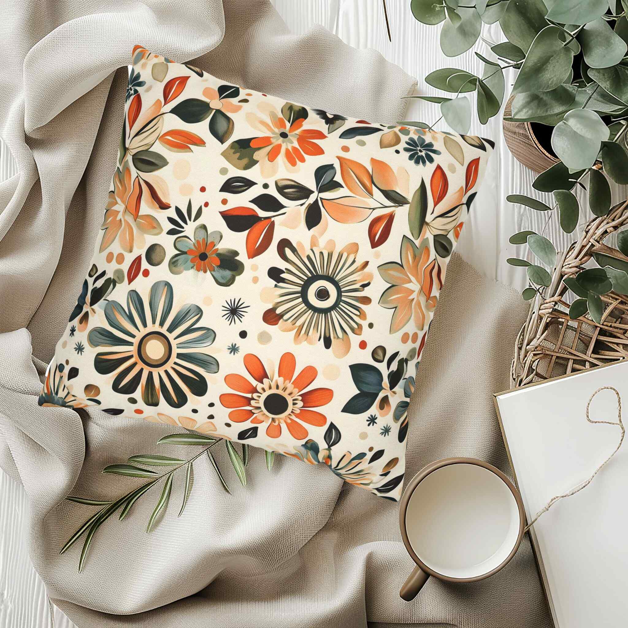 Floral Throw Pillow – Retro Bohemian Decor | Soul Bloom