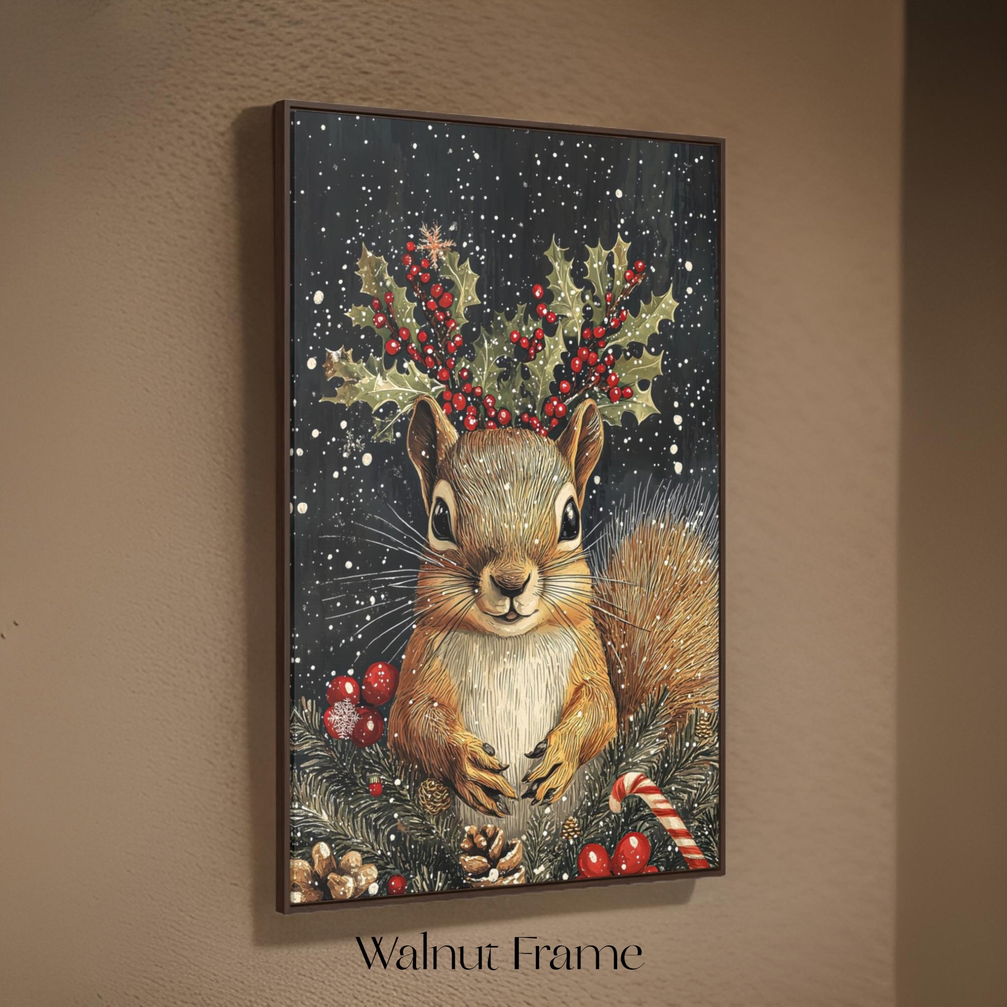 Squirrel's Winter's Tale Wall Art: Animal Holiday Decor