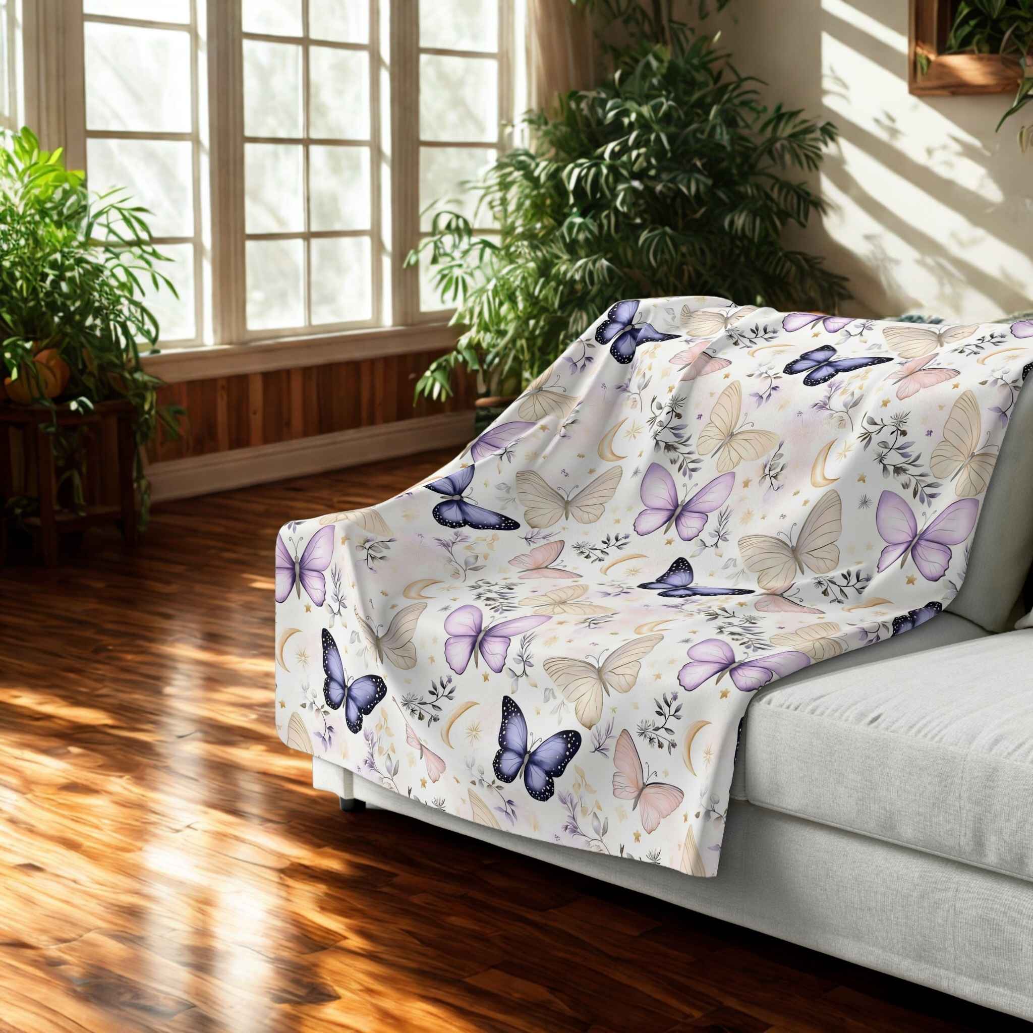 Whimsical Butterfly Throw Blanket | Starlit Flight