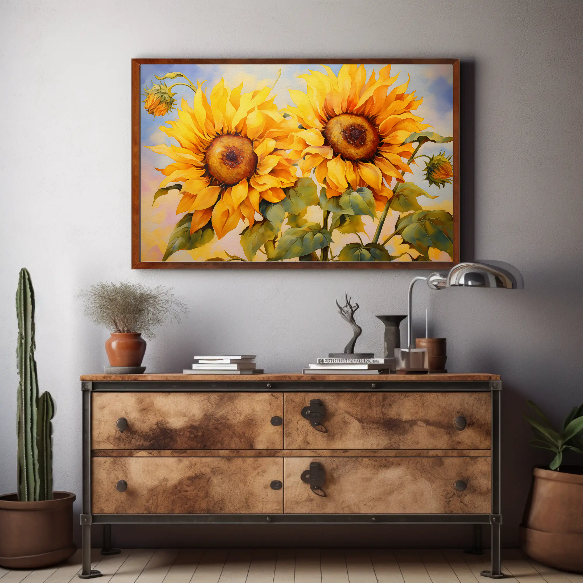 Sunflower Splendor Wall Art: Impressionist Painting