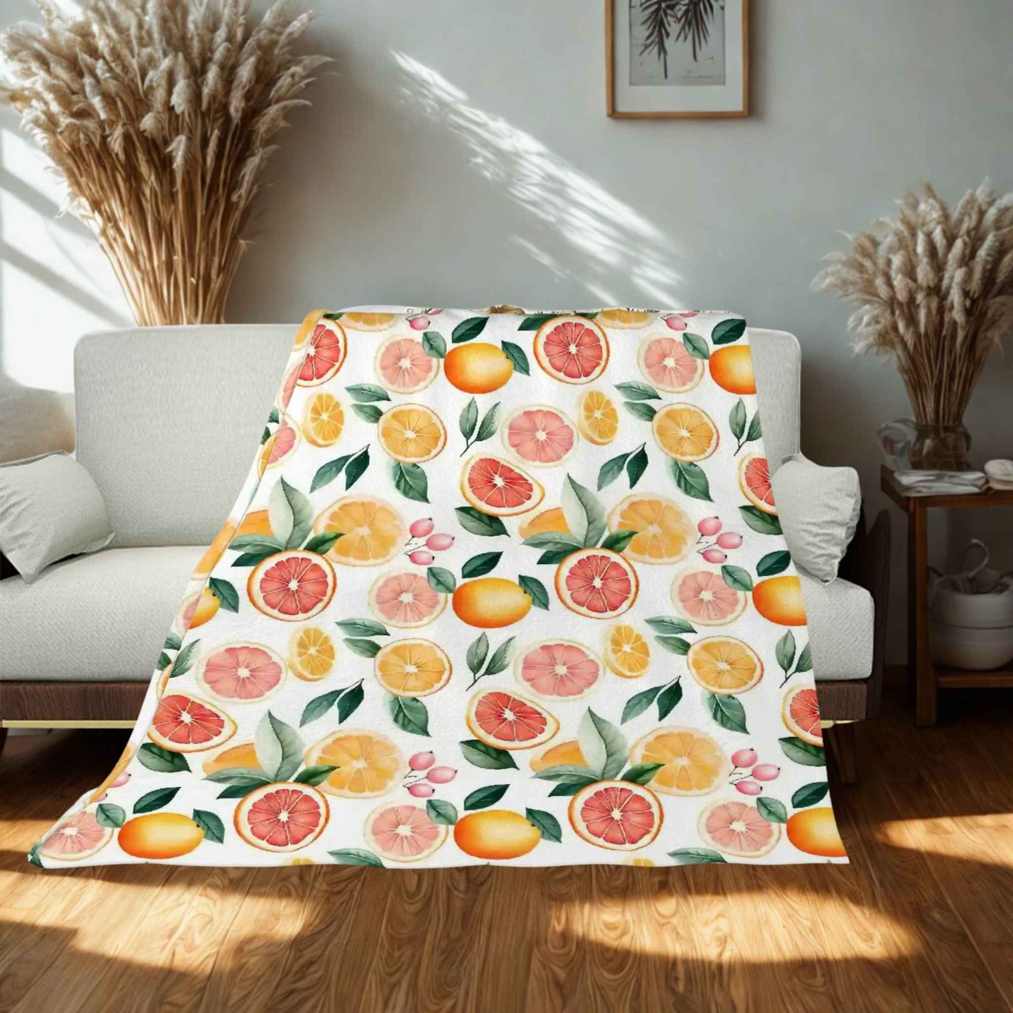 Citrus Throw Blanket – Grapefruit Orange Decor | Sunny Slice