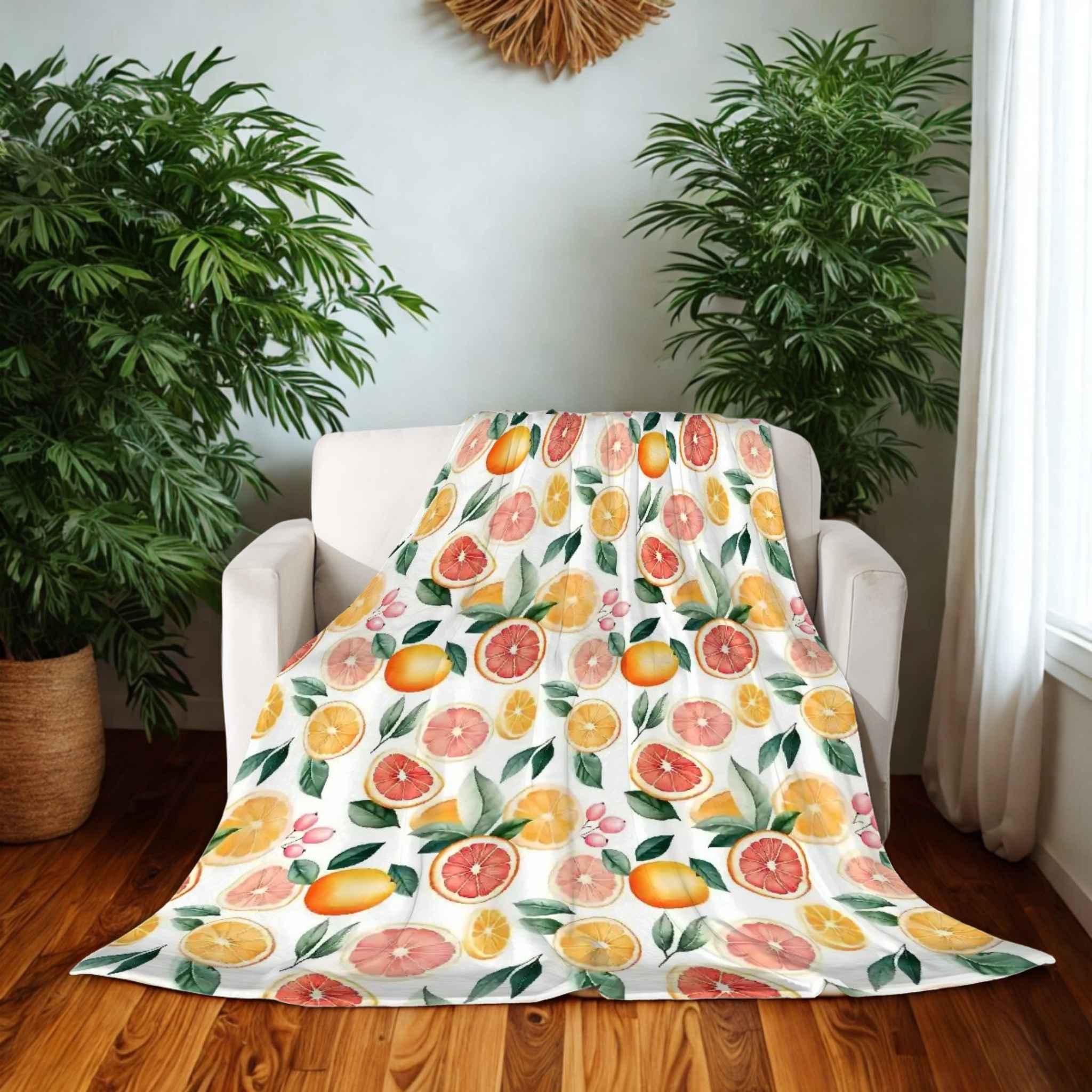 Citrus Throw Blanket – Grapefruit Orange Decor | Sunny Slice