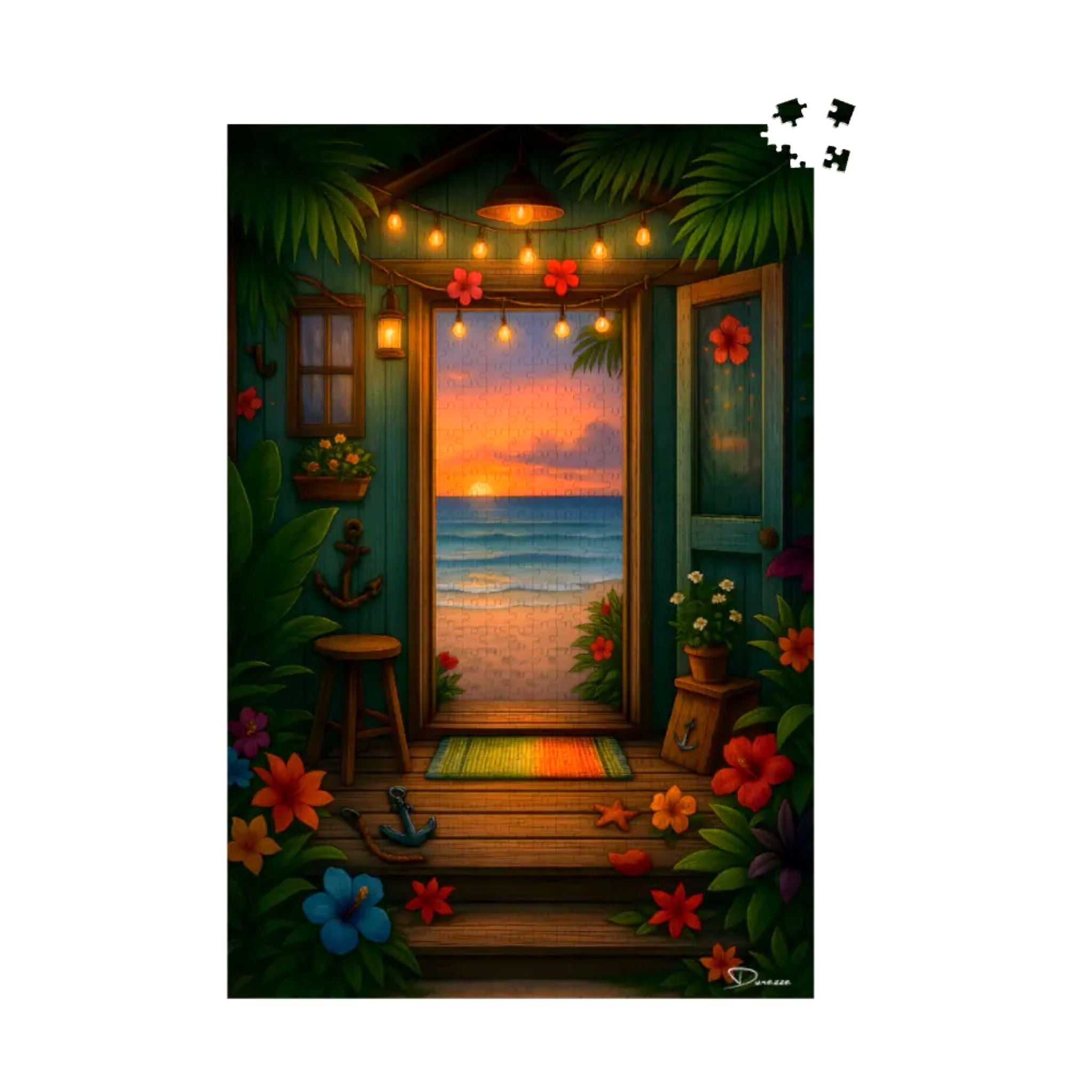 Beach Jigsaw Puzzle – Cozy Tropical View | Sunset Doorway
