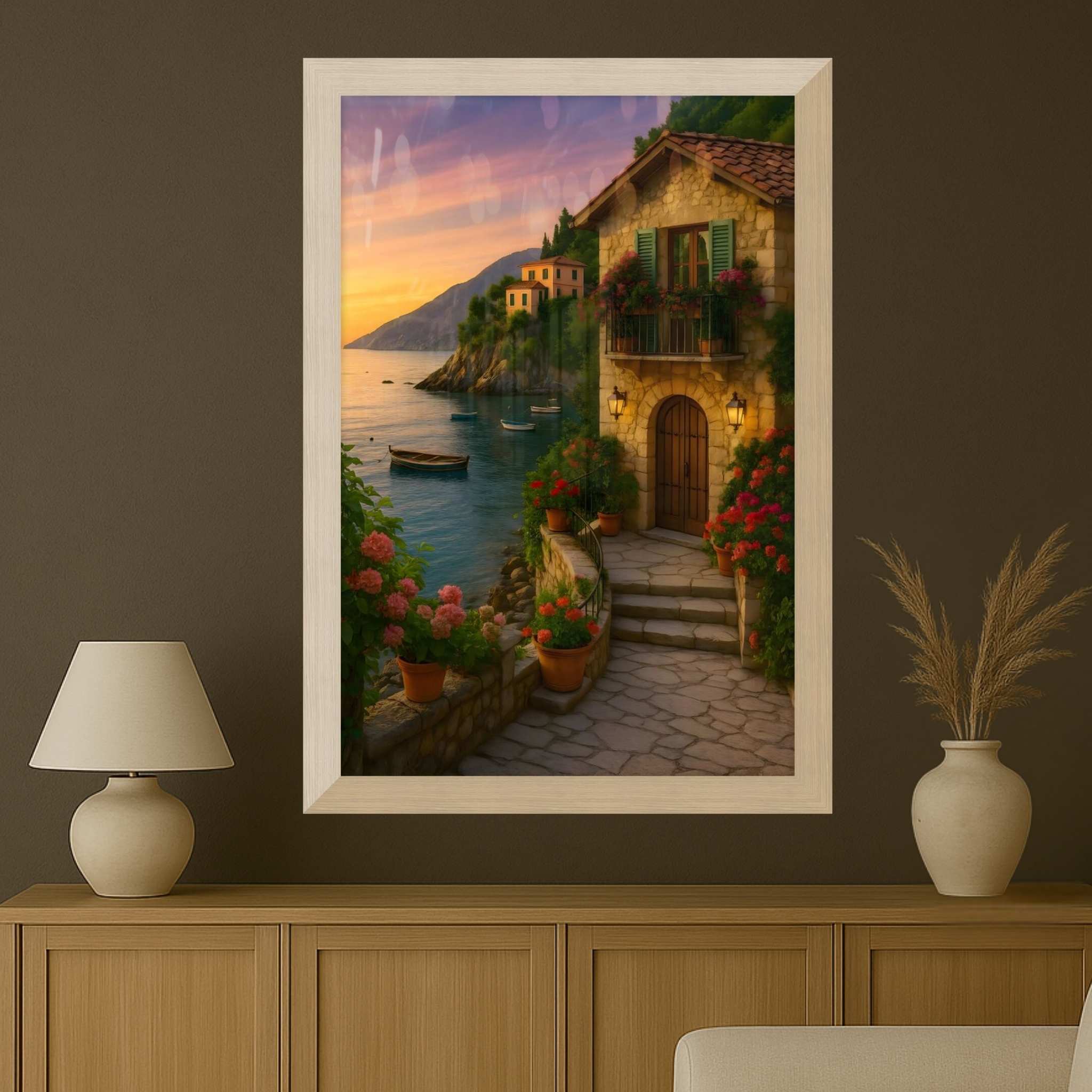 Mediterranean Wall Art – Coastline View | Sunset Retreat
