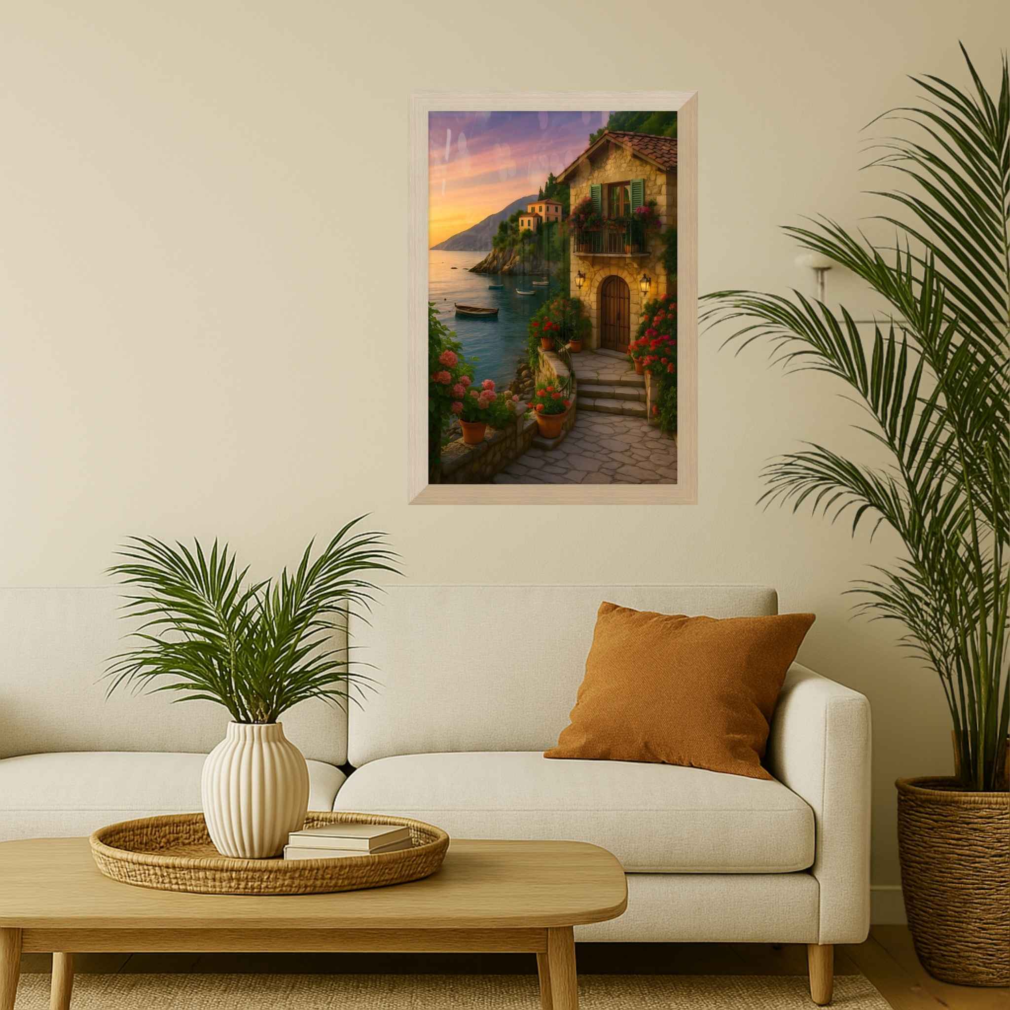 Mediterranean Wall Art – Coastline View | Sunset Retreat