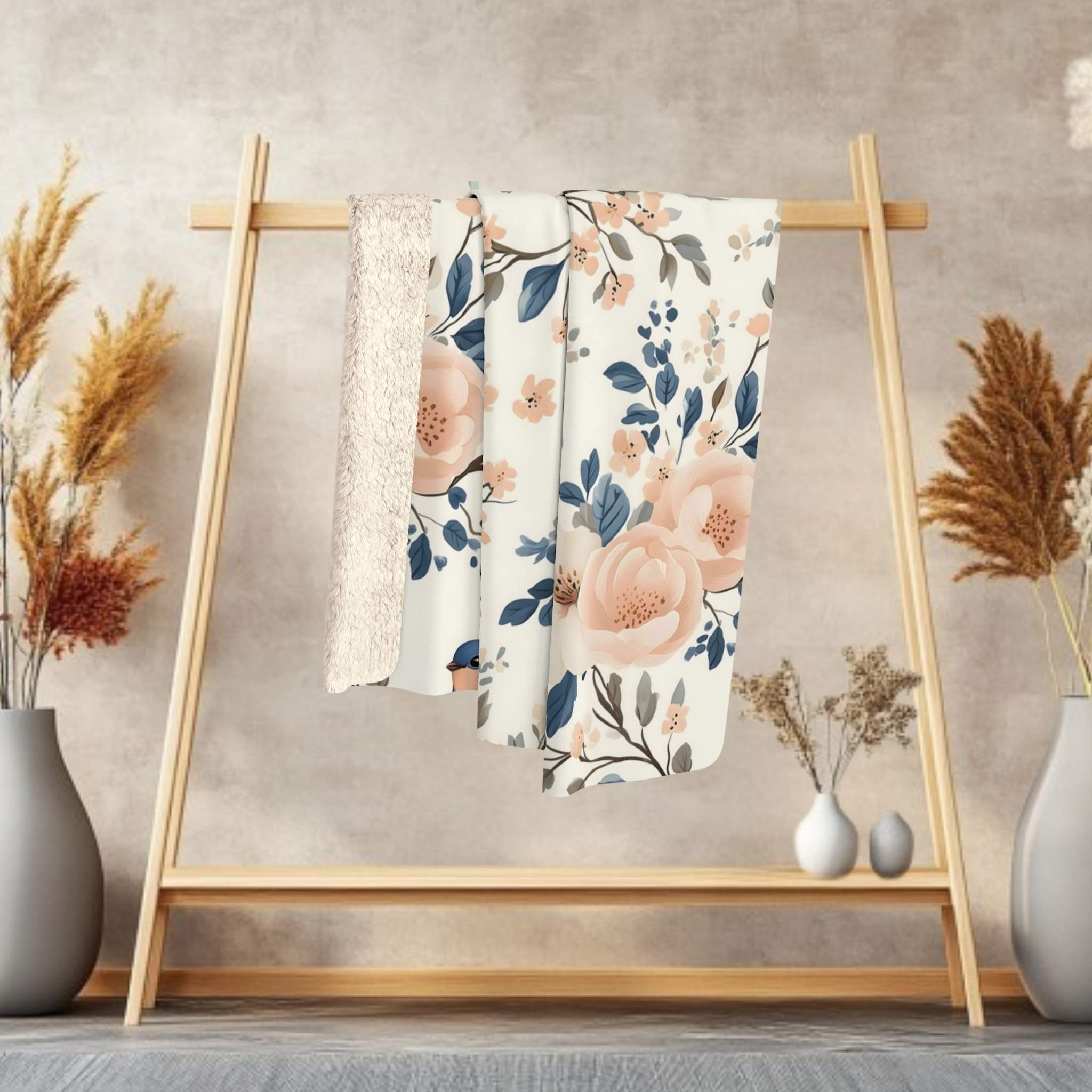 Bird Throw Blanket – Cottage Bluebird Garden | Sweet Song