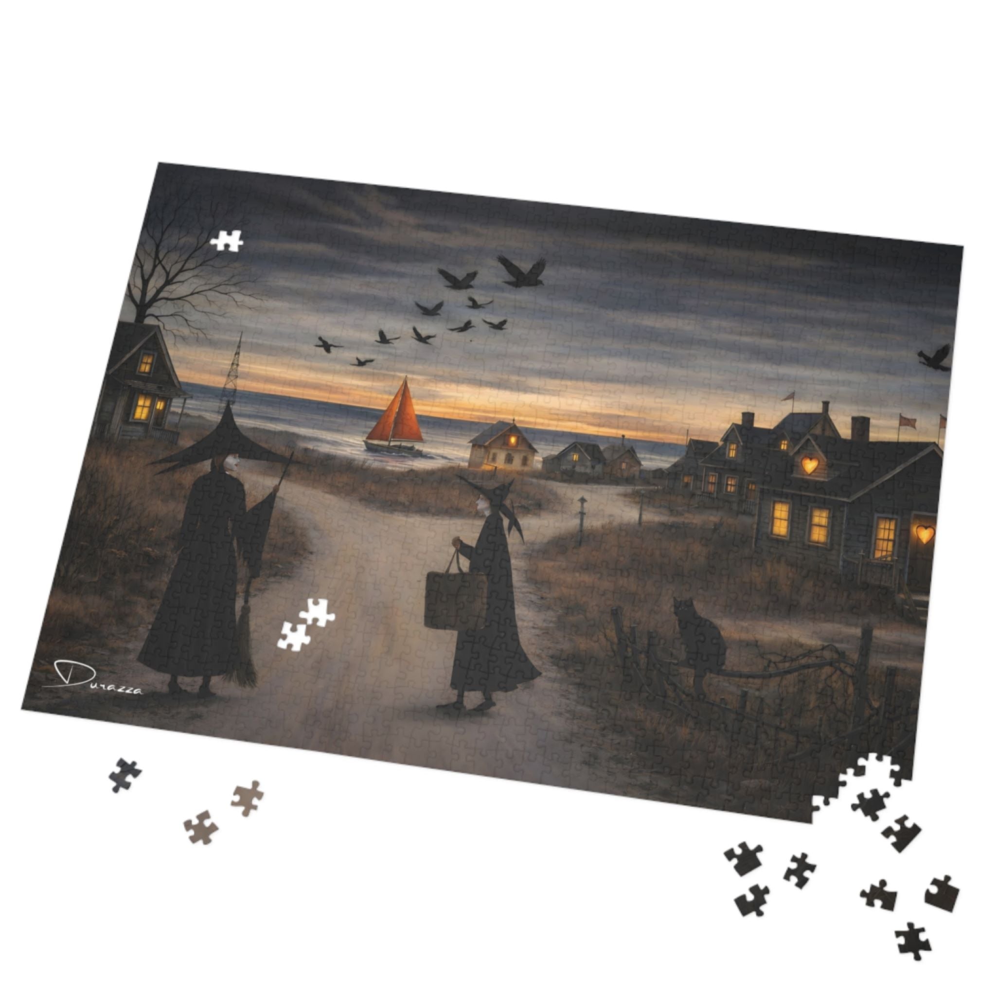 Coastal Witchy Jigsaw Puzzle 500 Piece Wooden | Seaside Witch - Durazza