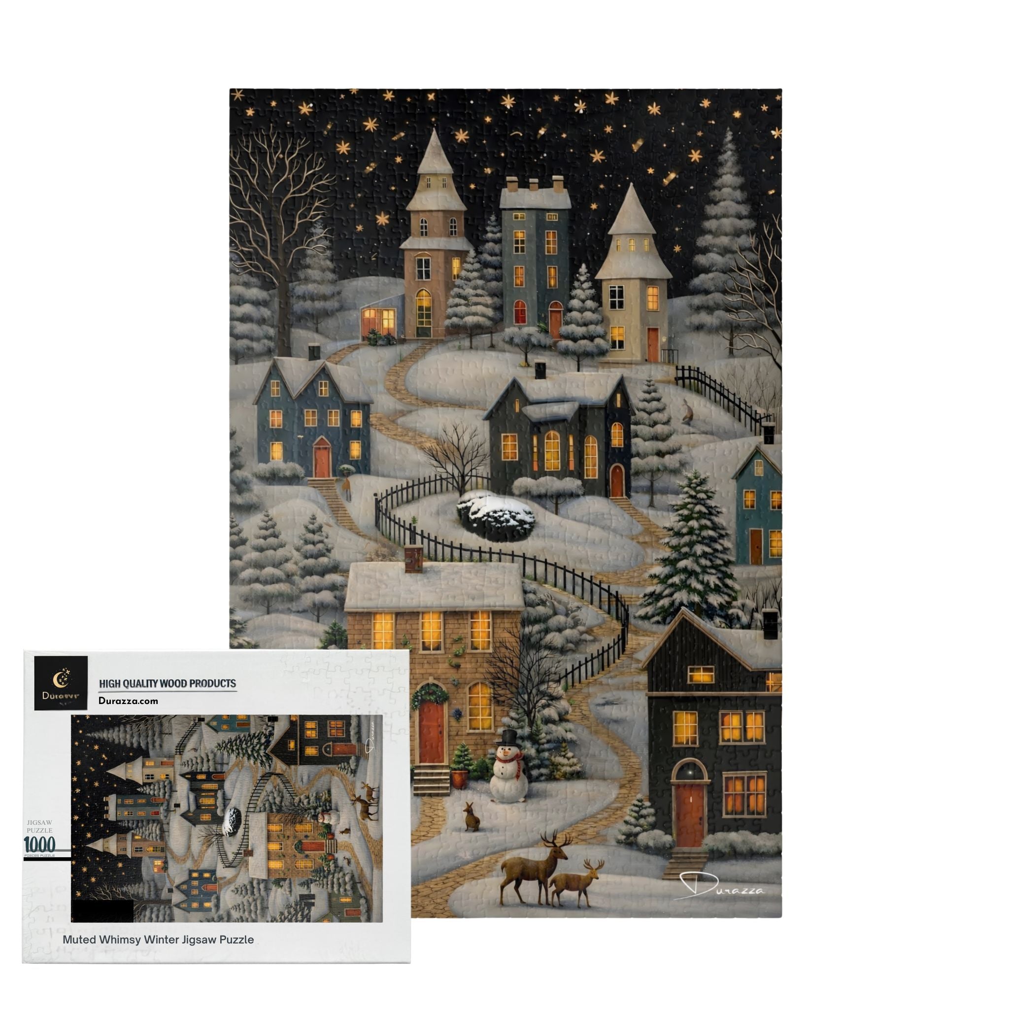 Muted Whimsy Winter Wooden Jigsaw Puzzle 1000 Piece