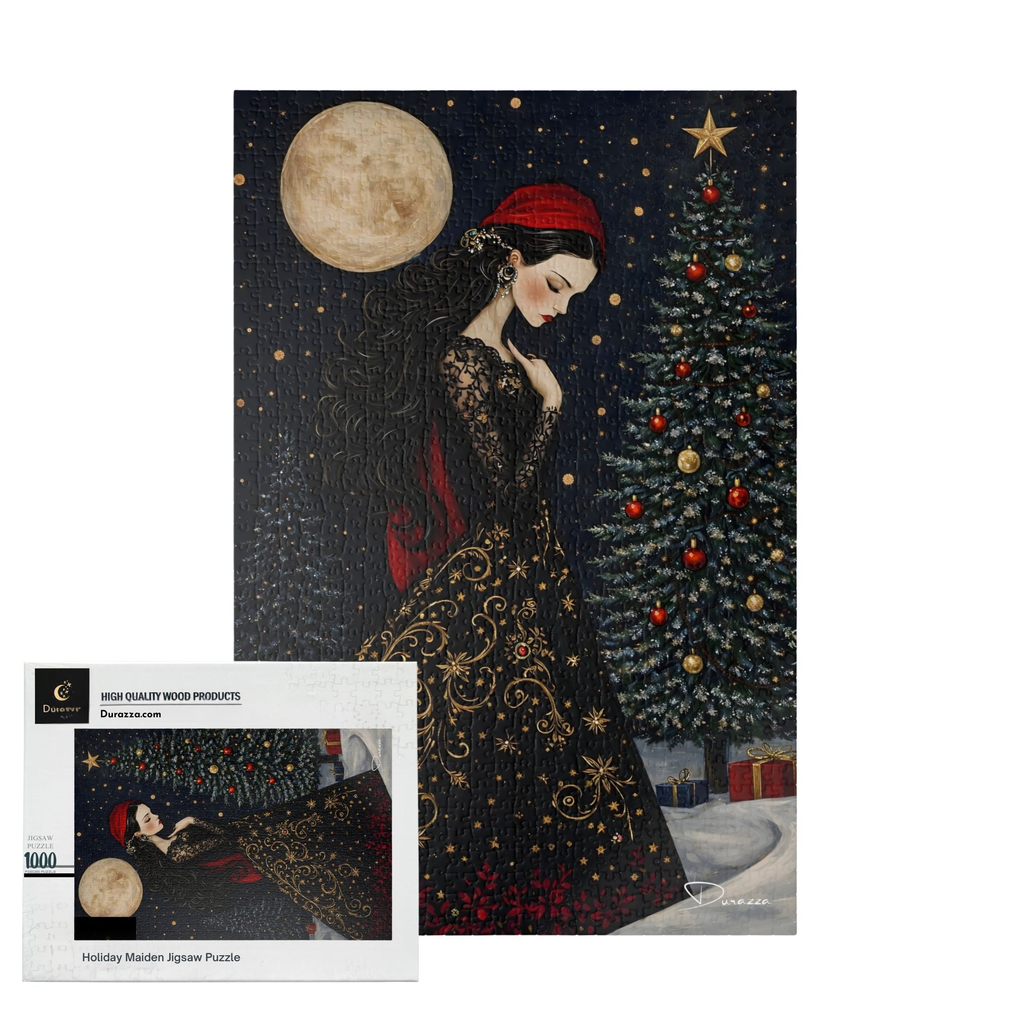 Christmas Woman Jigsaw Puzzle – 500/1000 Piece | Holiday Maiden – Durazza
