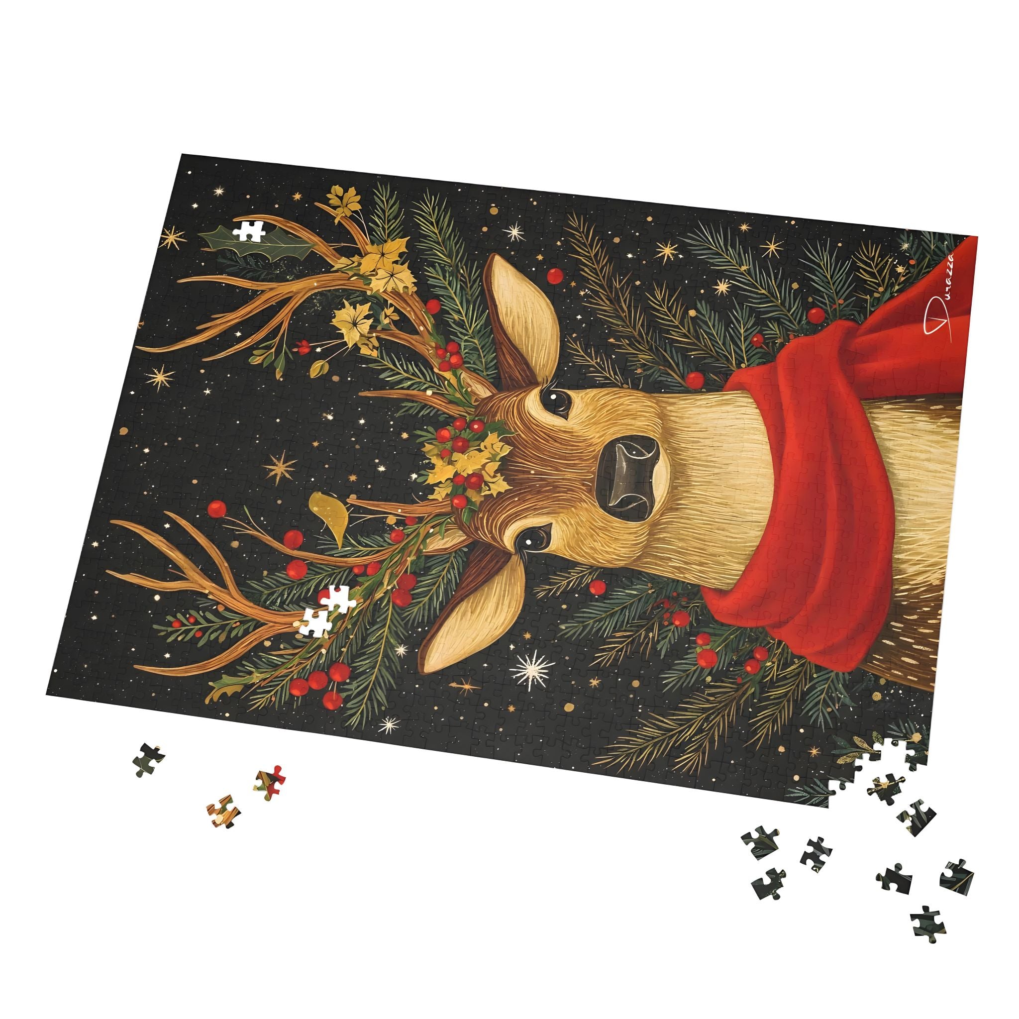 Christmas Deer Jigsaw Puzzle – 500/1000 Piece | Deer's Winter Tale – Durazza