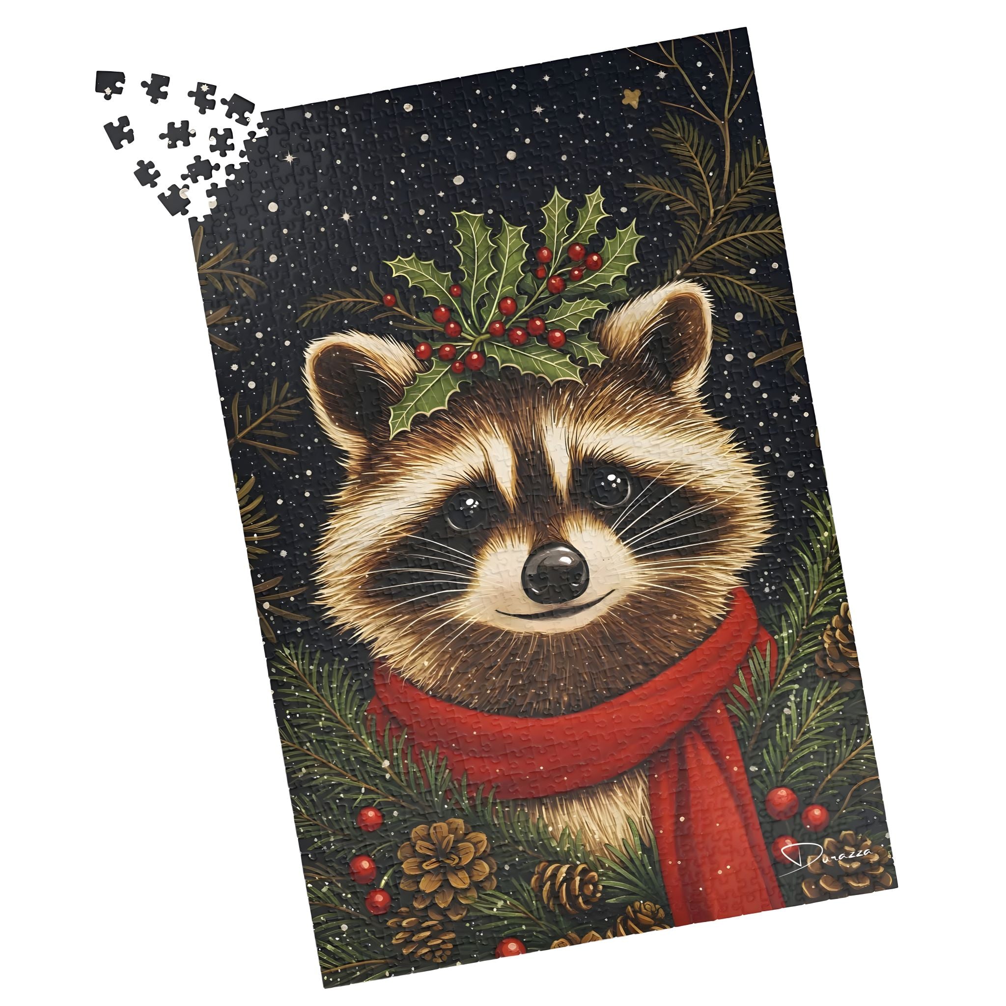 Christmas Raccoon Jigsaw Puzzle 500/1000 Piece - Raccoon's Winter Tale | Durazza