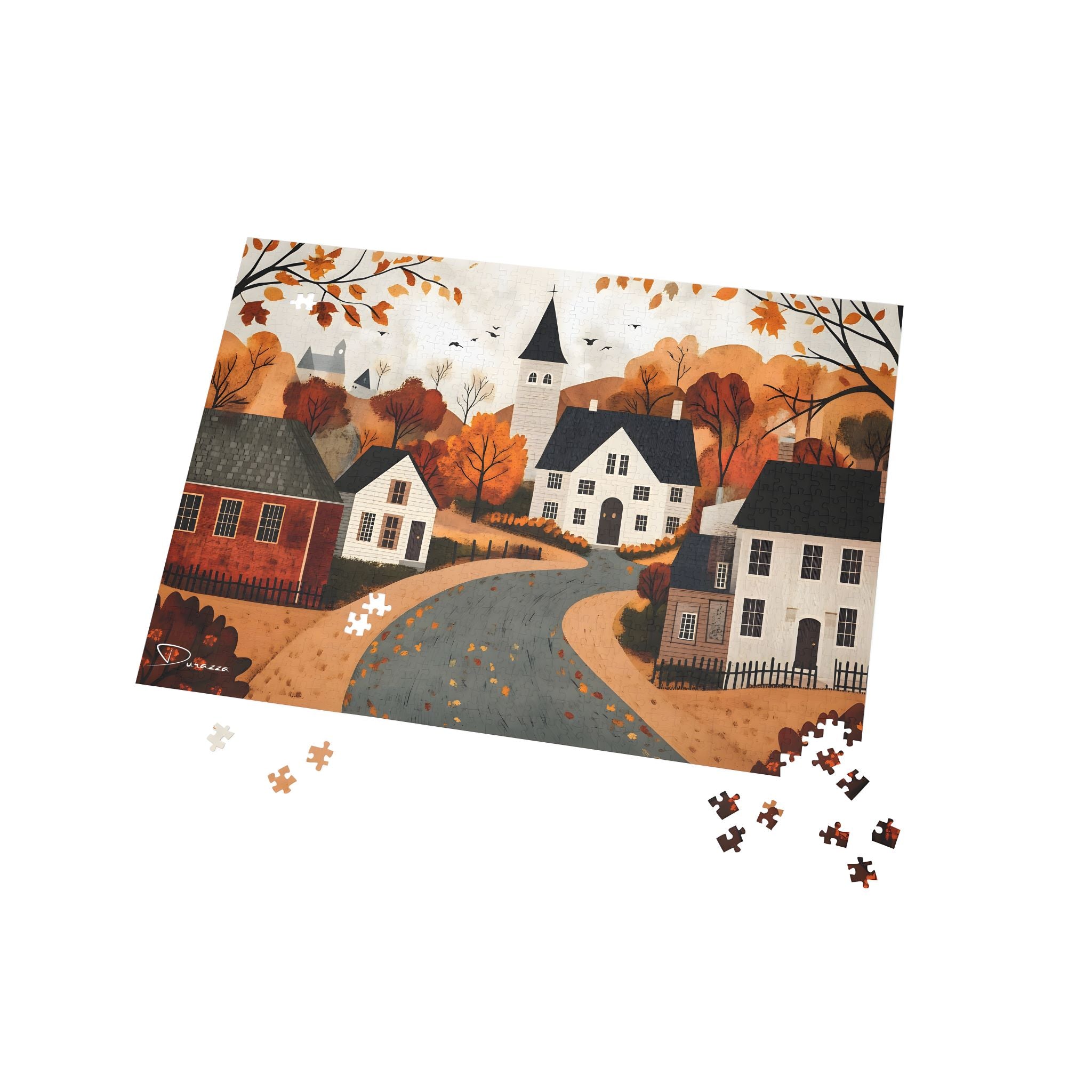 Autumn Village Jigsaw Puzzle – 500/1000 Pieces - Countryside Charm | Durazza
