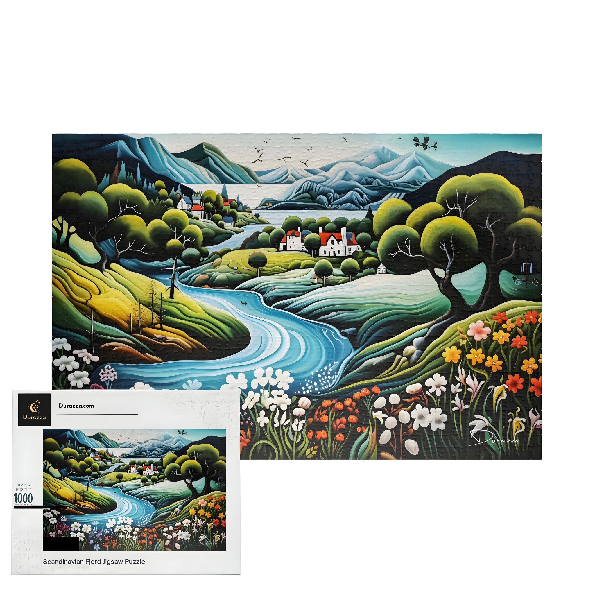 Nordic Landscape Jigsaw Puzzle - 500 or 1000 - Scandinavian Fjord | Durazza