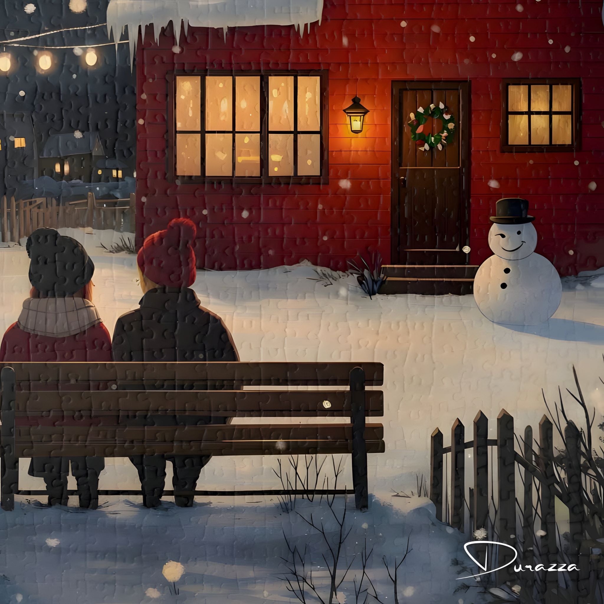 Winter Cabin Jigsaw Puzzle 1000 Piece Wooden | Winters Cozy Glow – Durazza