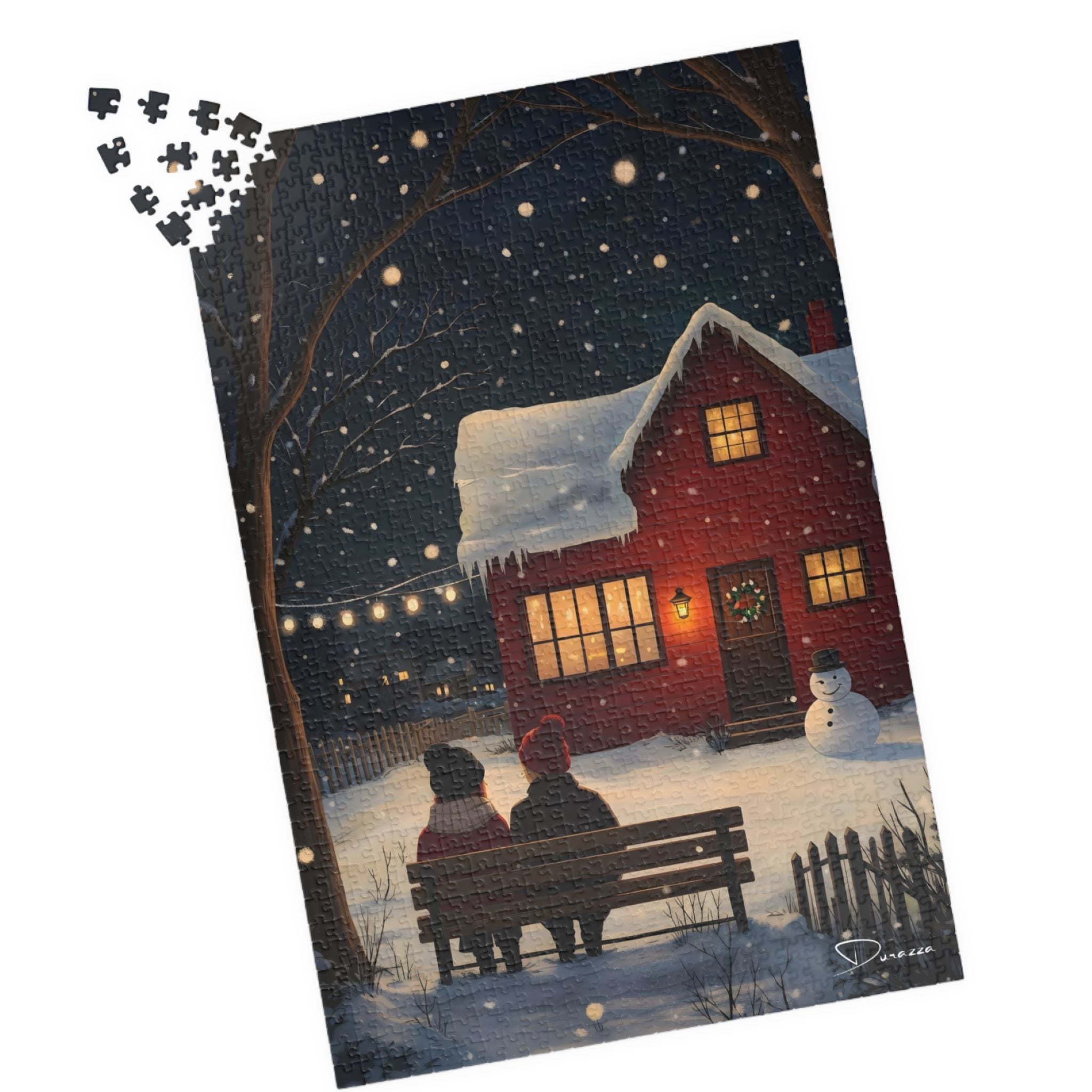 Winter Cabin Jigsaw Puzzle 1000 Piece Wooden | Winters Cozy Glow – Durazza