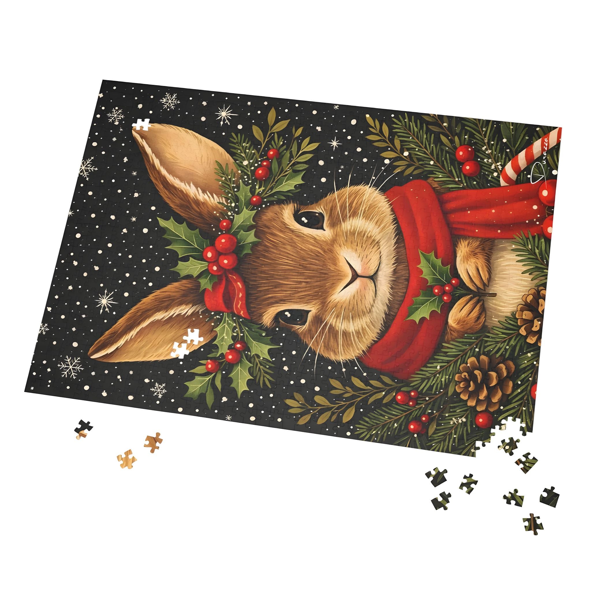 Christmas Rabbit Jigsaw Puzzle – 500/1000 Pieces - Rabbit’s Winter Tale | Durazza