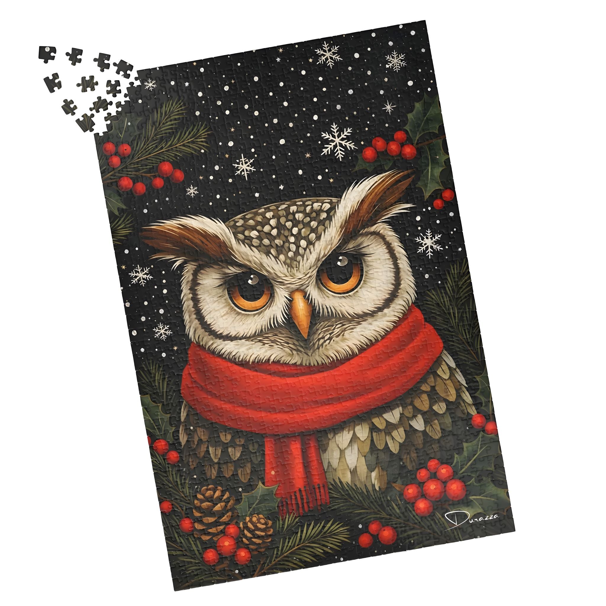 Christmas Owl Jigsaw Puzzle – 500/1000 Pieces - Owl’s Winter Tale | Durazza