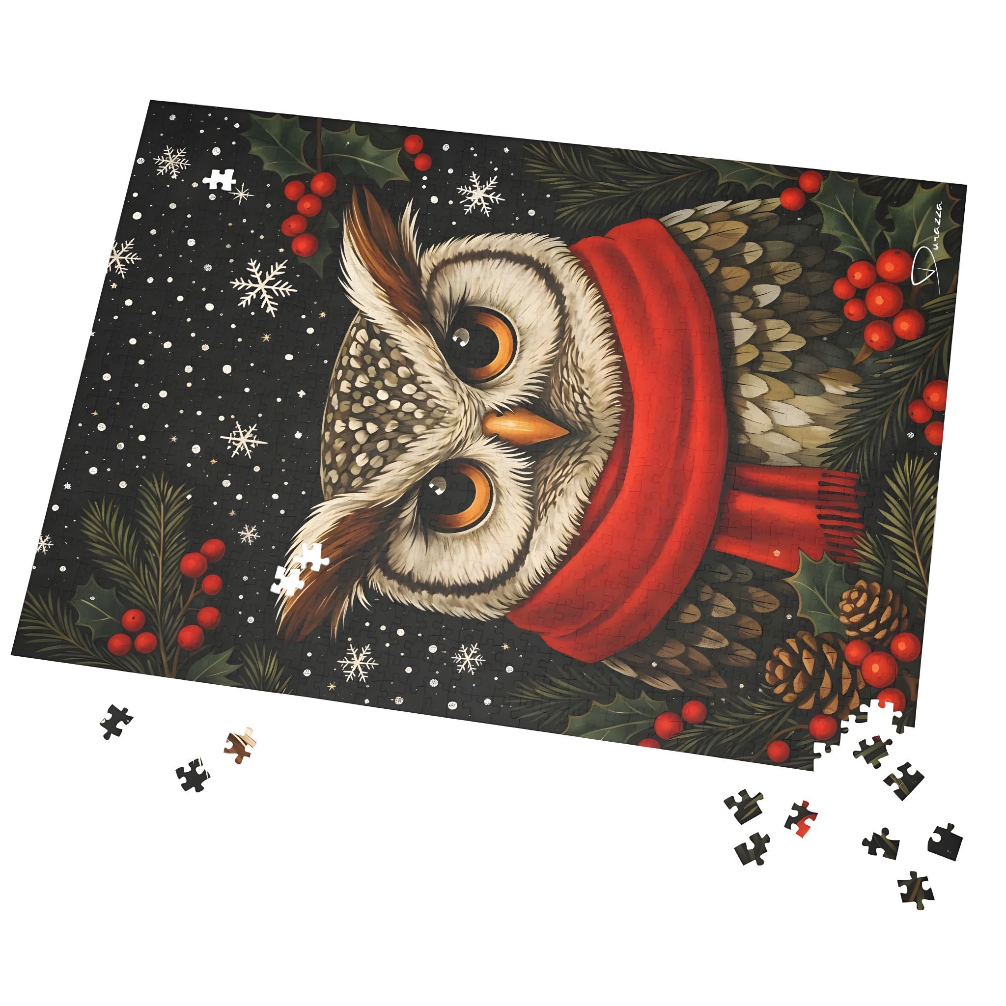 Christmas Owl Jigsaw Puzzle – 500/1000 Pieces - Owl’s Winter Tale | Durazza