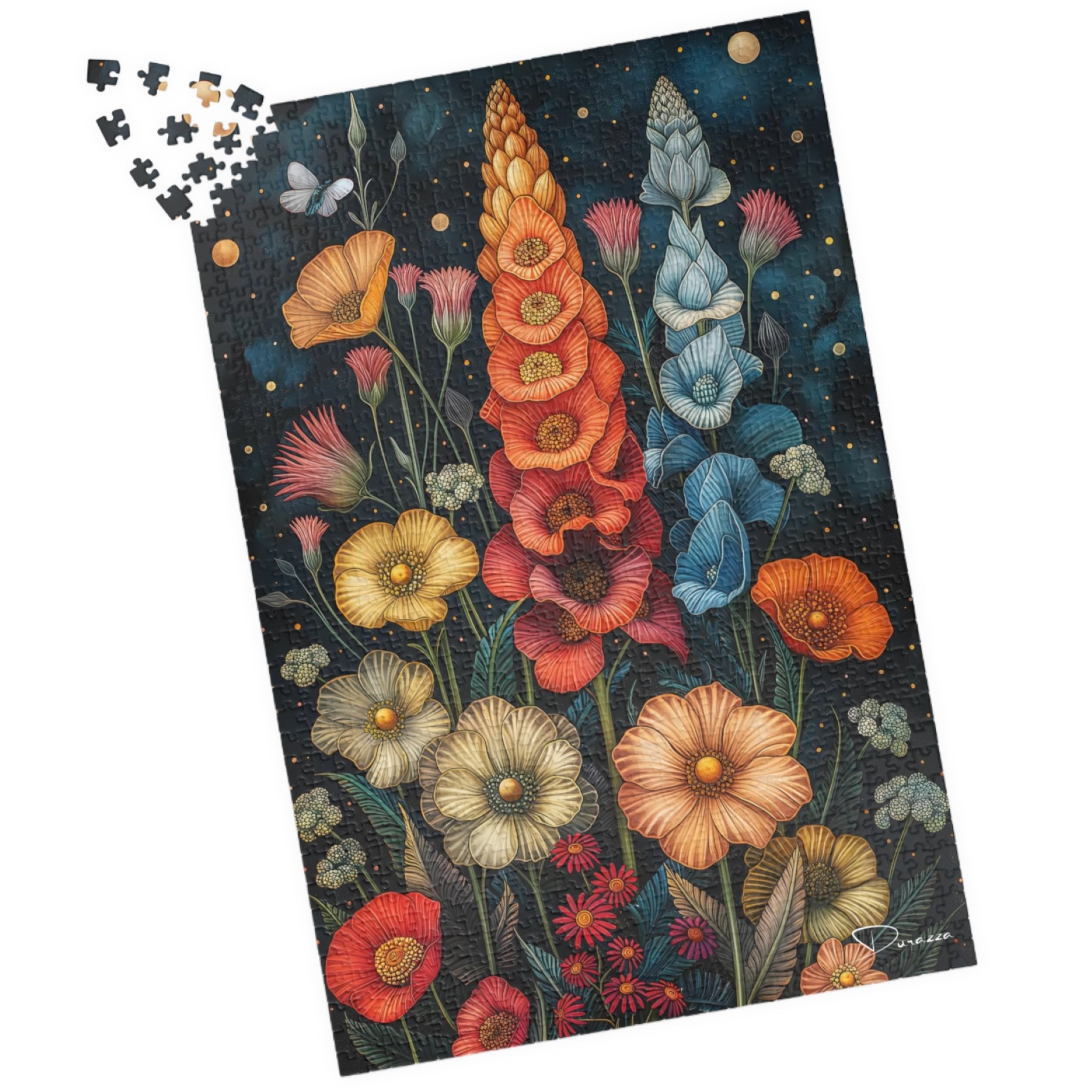 Botanical Floral Jigsaw Puzzle – 500 or 1000 Pieces | Moonlit Poppy - Durazza