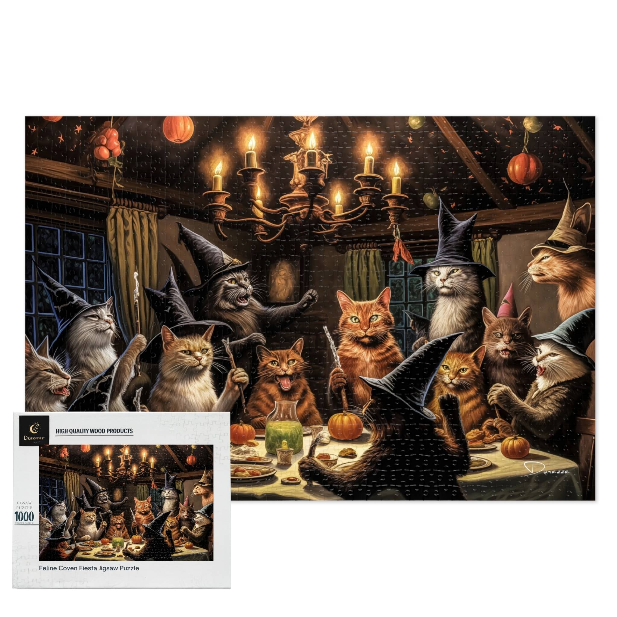 Witch Cat Jigsaw Puzzle 500/1000 piece | Feline Coven Fiesta