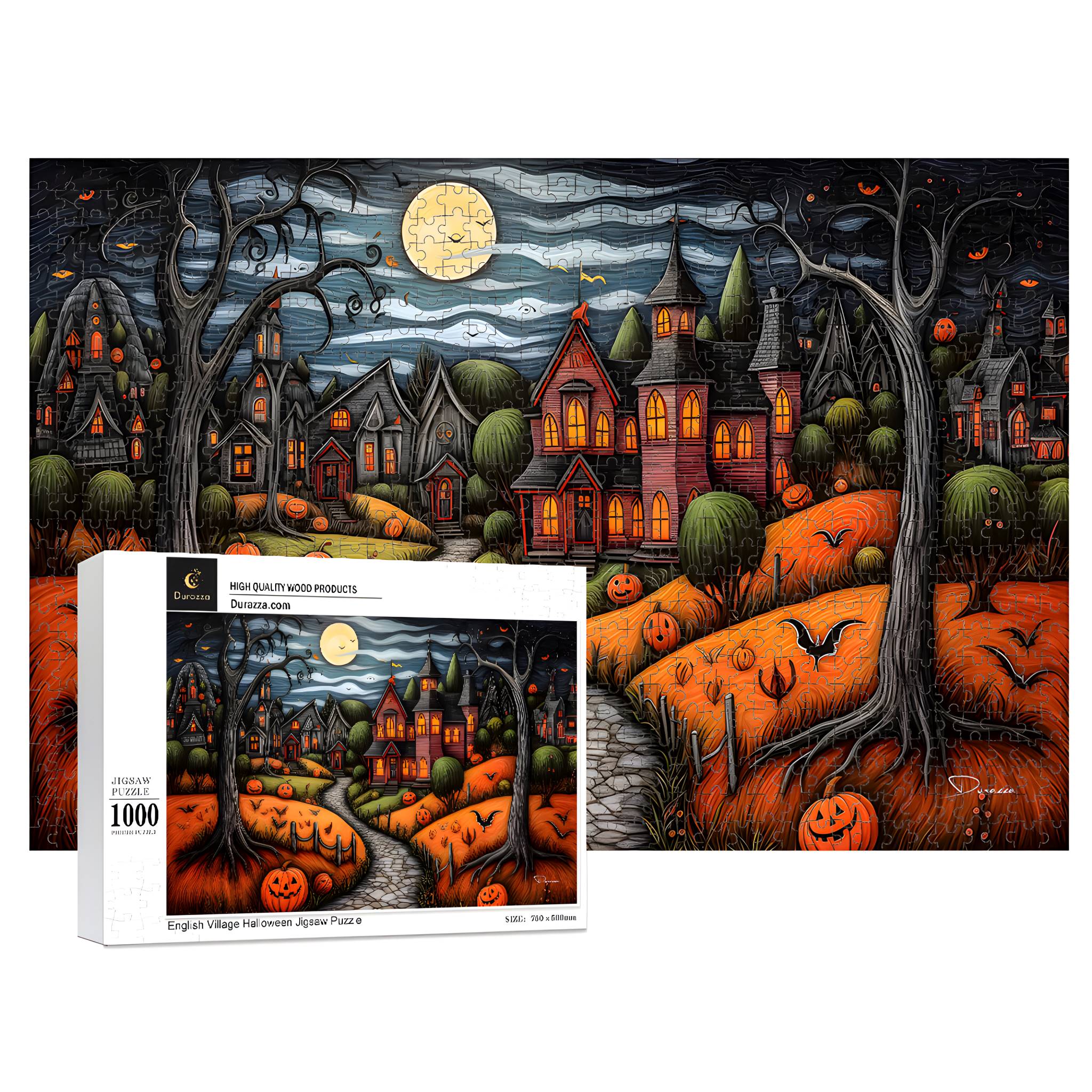 English Village Halloween Jigsaw Puzzle: 500 or 1000 Piece