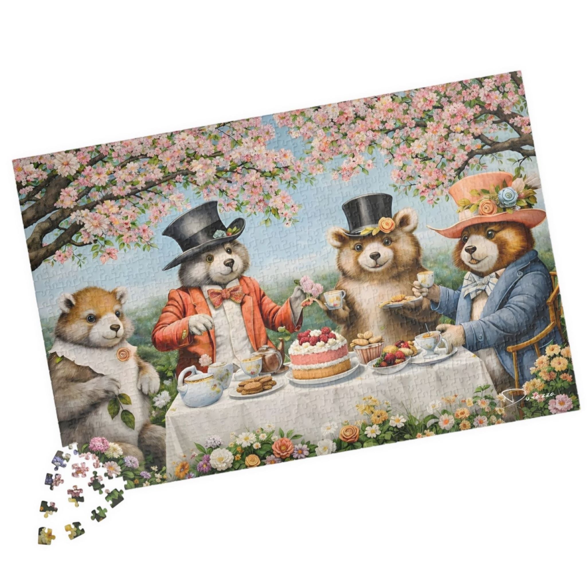1000 piece Jigsaw puzzle with cute bears at a tea party scene