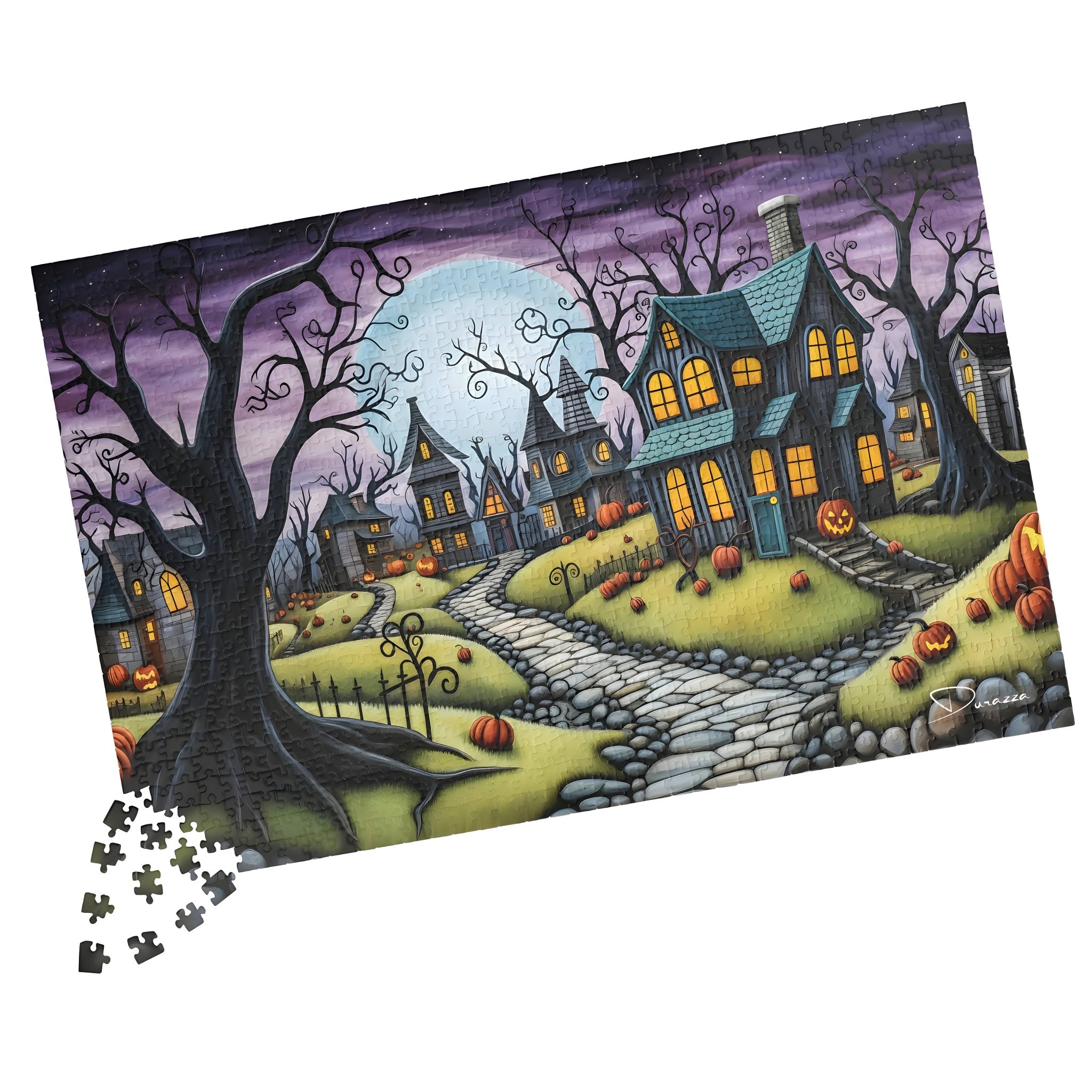 Halloween Jigsaw Puzzle – 500/1000 Piece Spooky Cobblestone Path | Durazza