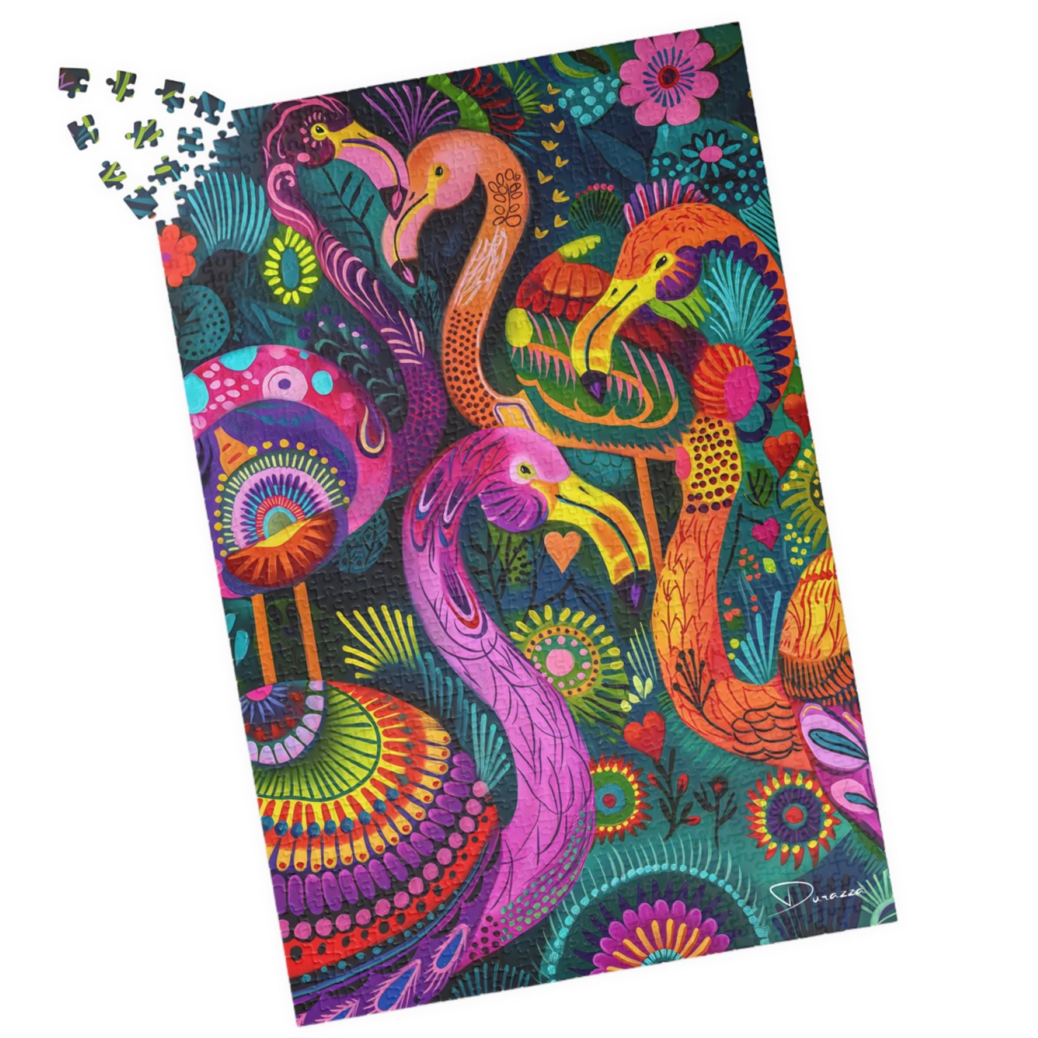 Flamingo Jigsaw Puzzle – 500 or 1000 Pieces | Folklore Flamingos - Durazza