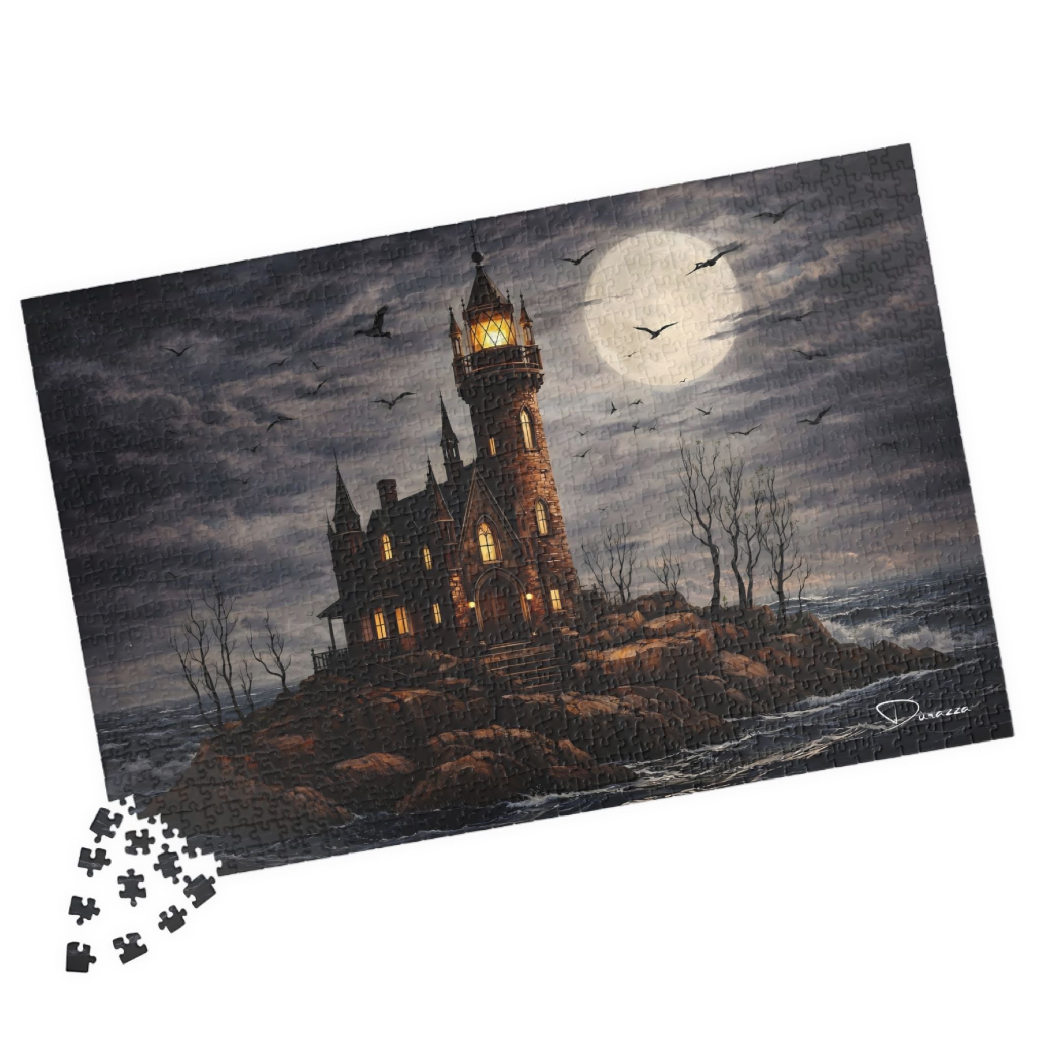 Gothic summer Jigsaw puzzle with a lighthouse design.