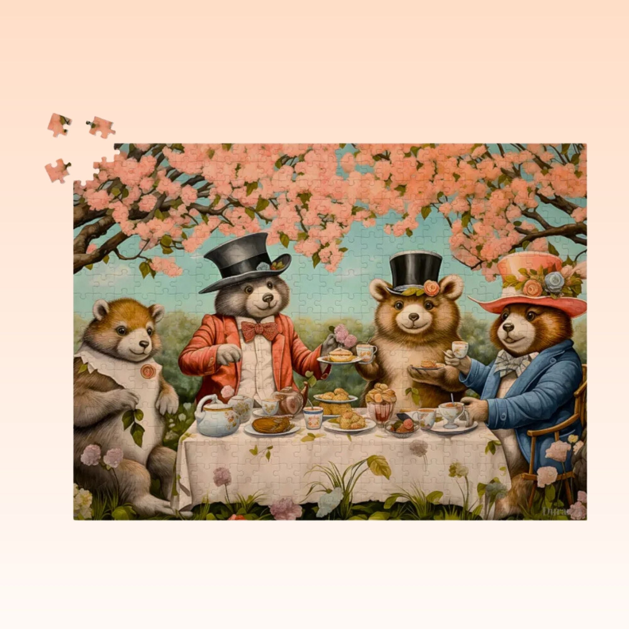 Teddy's Spring Soiree Wooden Jigsaw Puzzle 500 or 1000 Piece