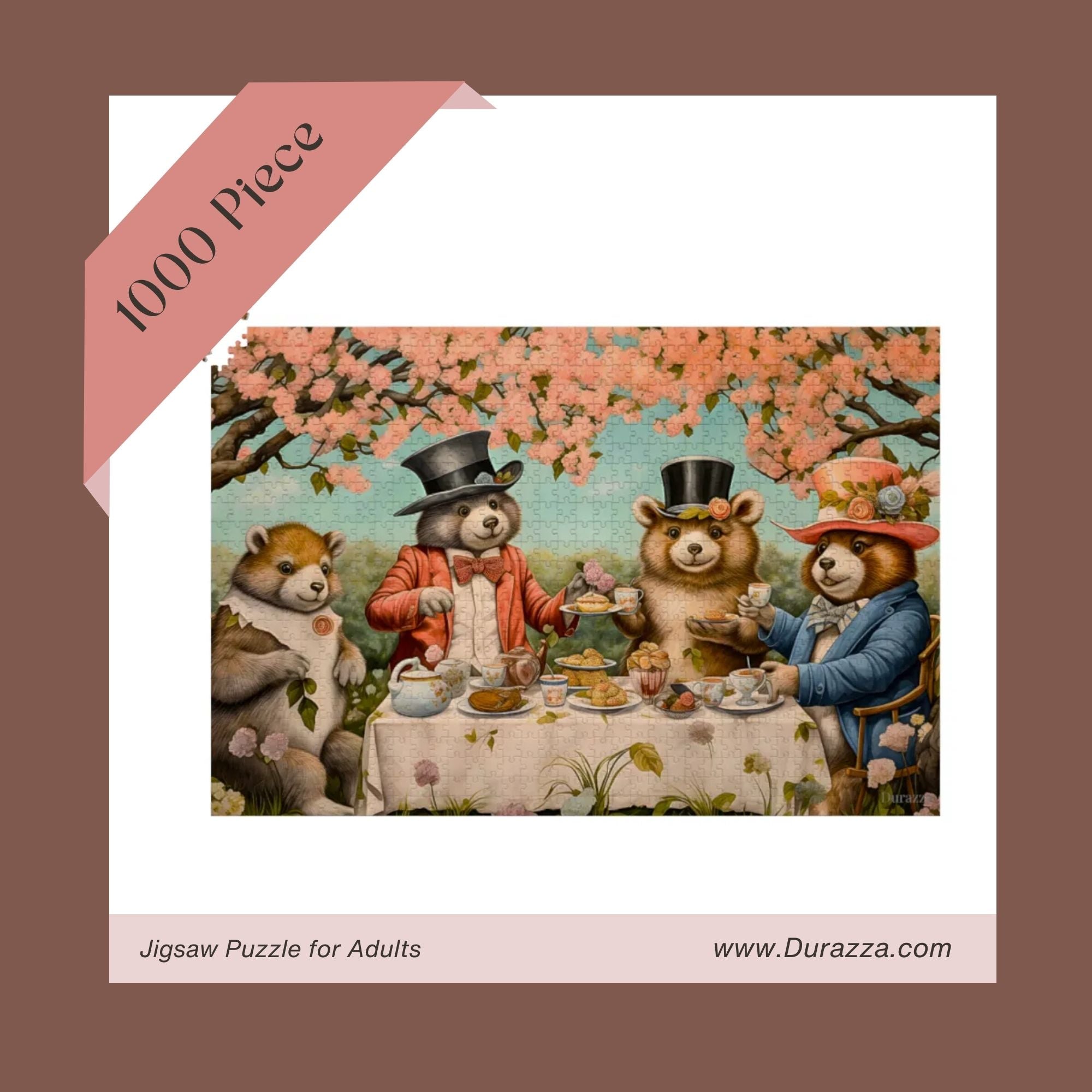 Teddy's Spring Soiree Wooden Jigsaw Puzzle 500 or 1000 Piece
