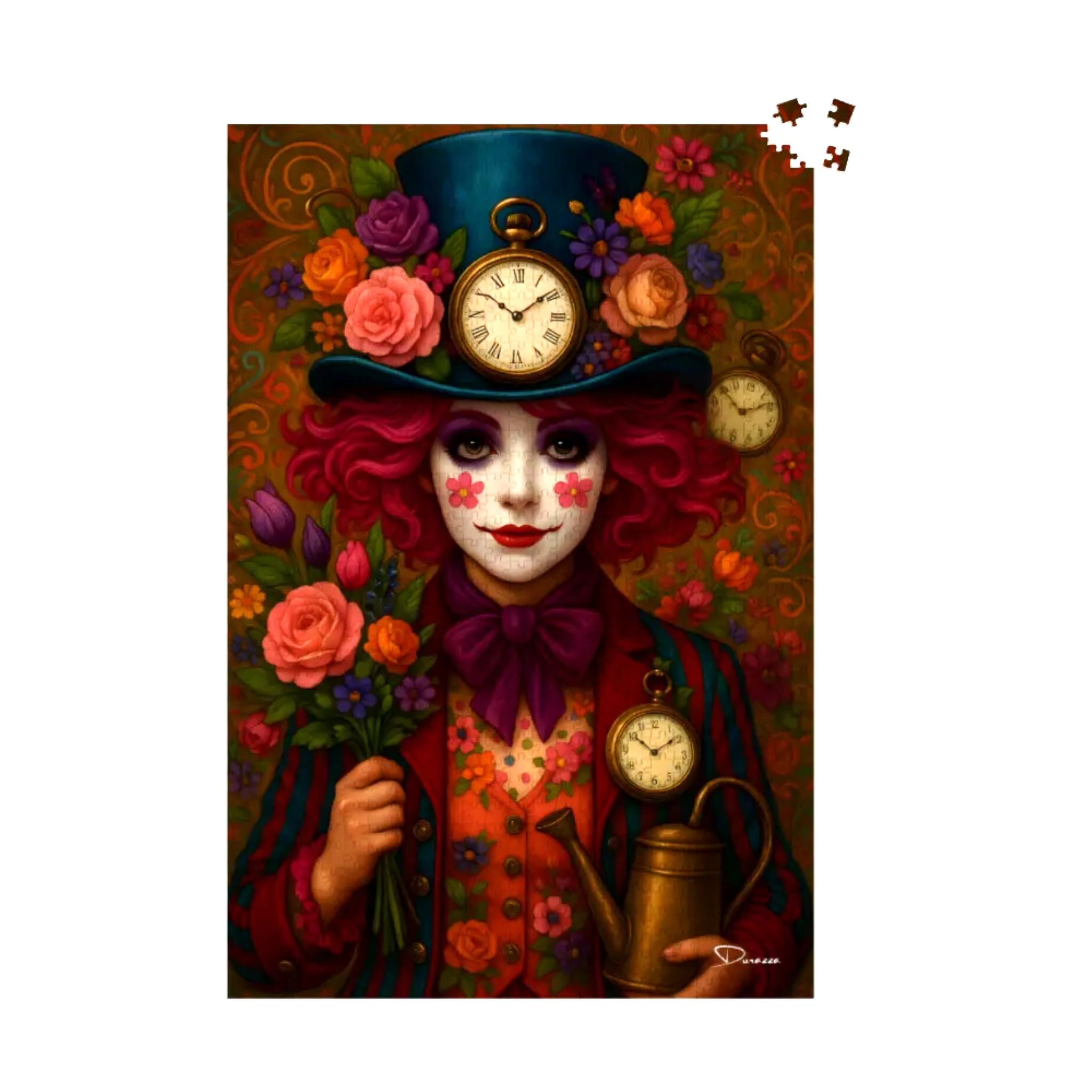 Whimsical Jigsaw Puzzle – Floral Fantasy Portrait | Timekeeper Bloom