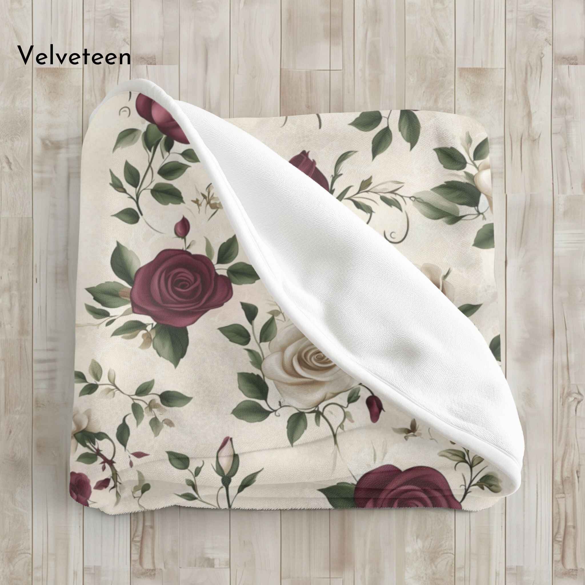 Floral Throw Blanket - Vintage Rose Design | Timeless Bloom