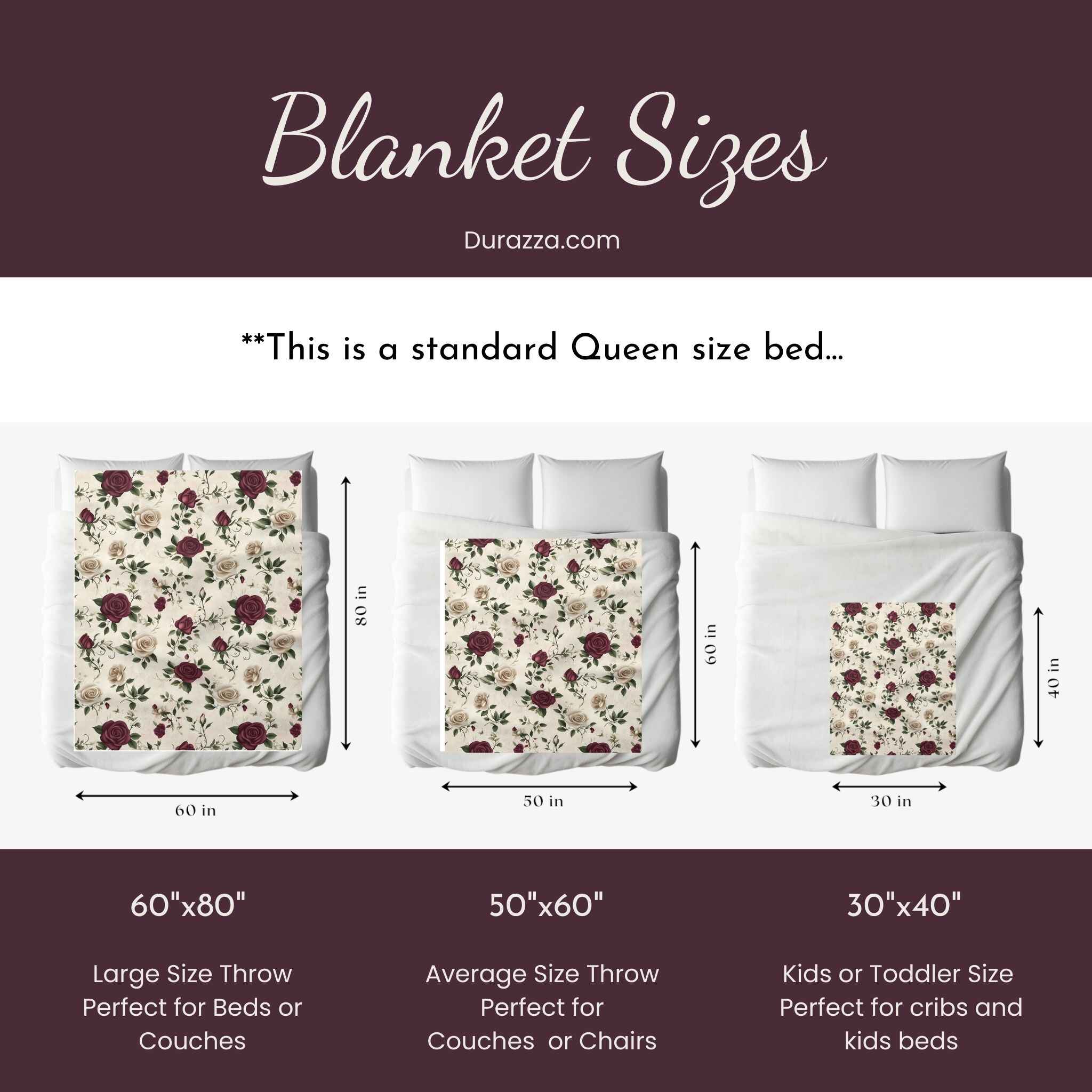 Floral Throw Blanket - Vintage Rose Design | Timeless Bloom