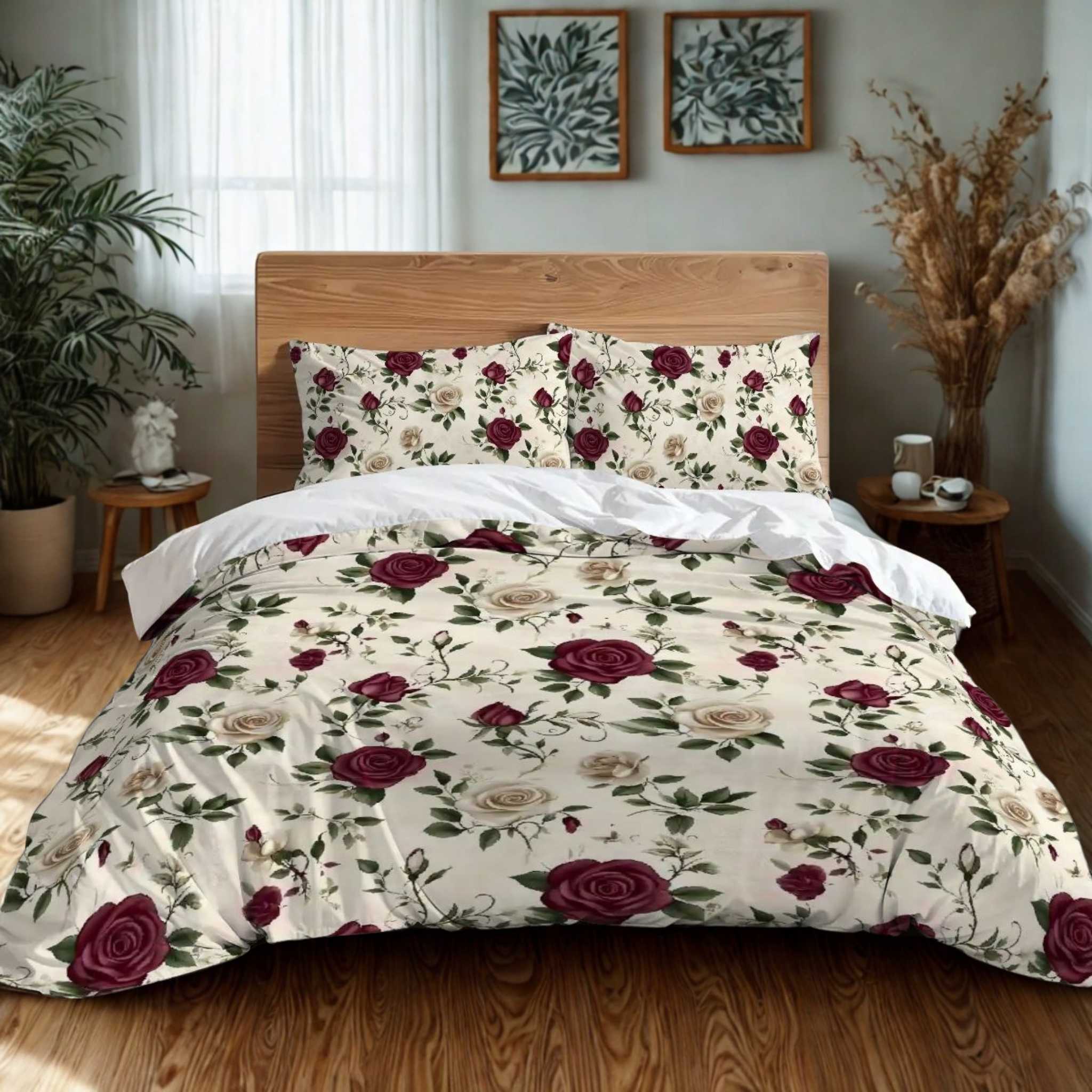 Floral Duvet Cover - Vintage Rose Design | Timeless Bloom