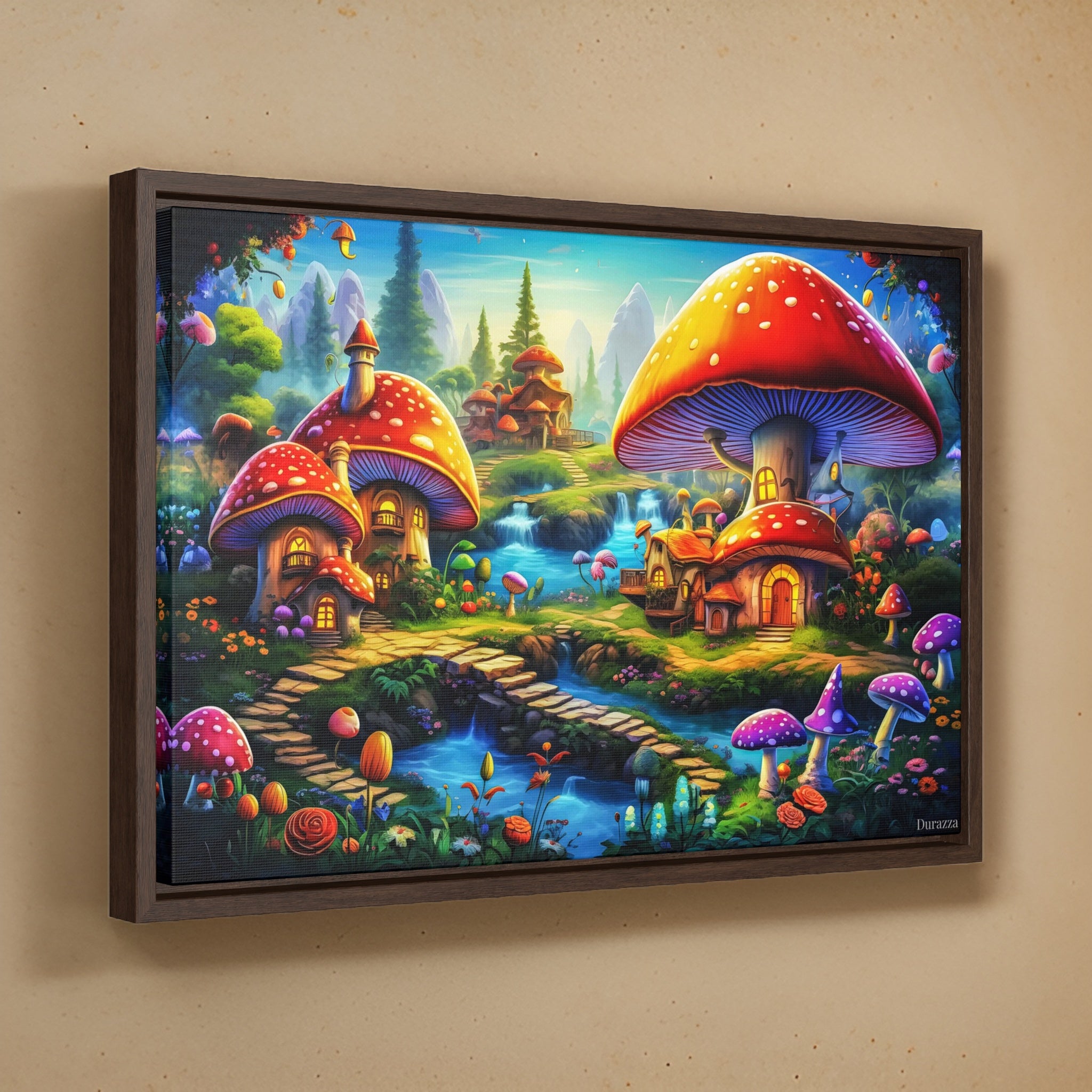 Tiny Toadstool Village Framed Art Print