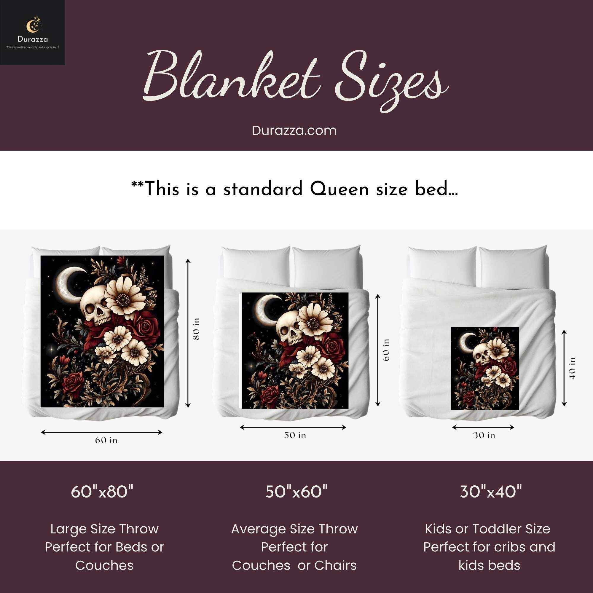 Dark Romantic Blanket - Floral Skull Throw | Twilight Vines
