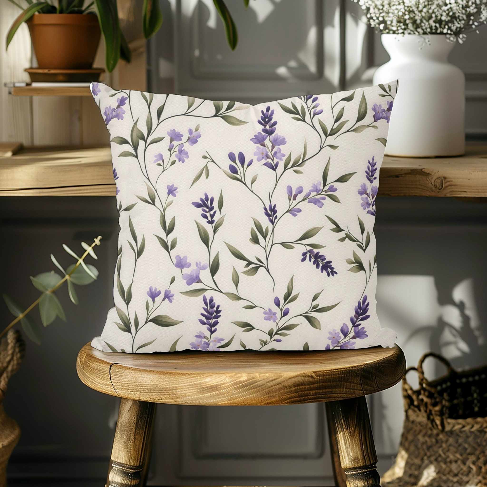 Lavender Throw Pillow – Floral Purple Accent | Violet Meadow