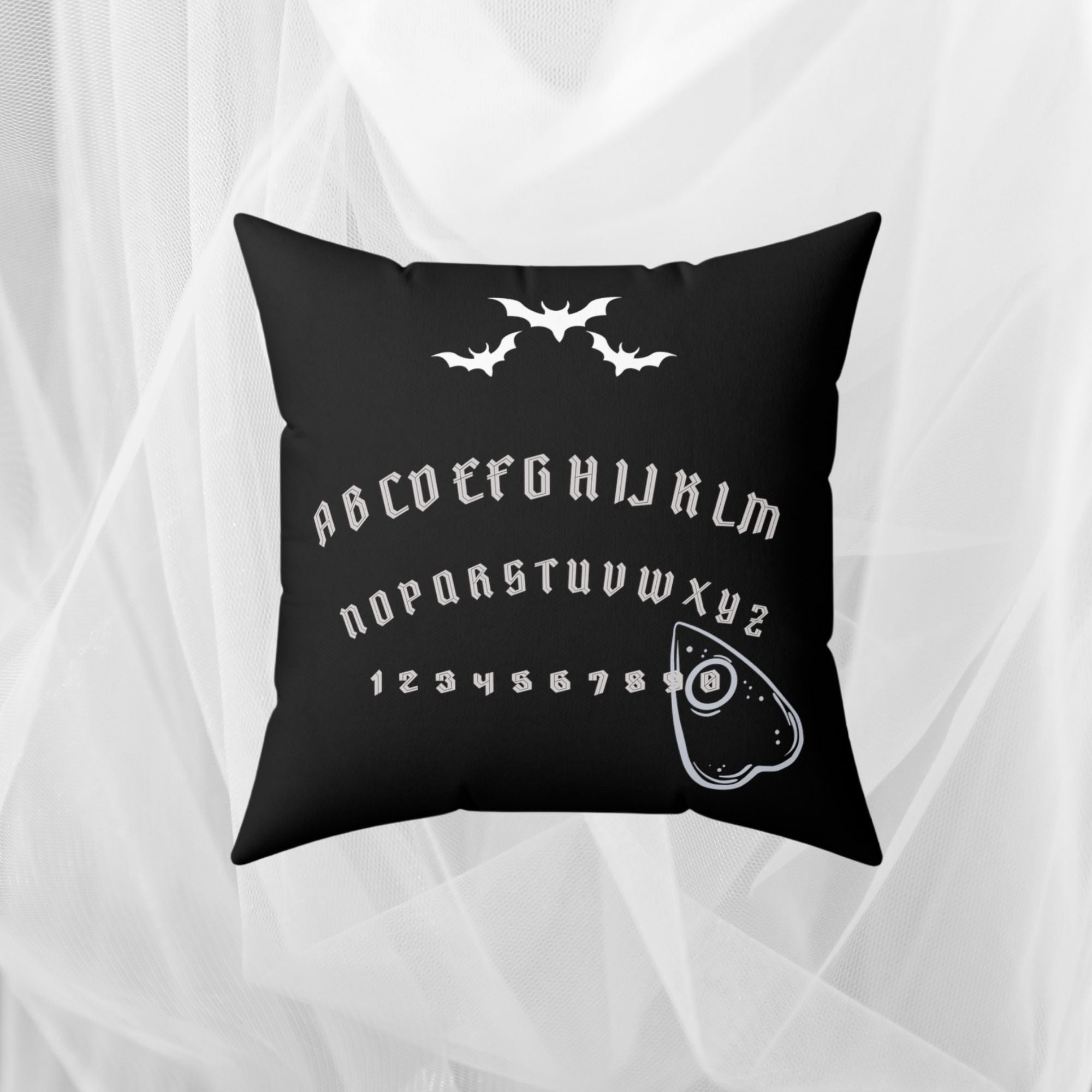 Occult Pillow – Black Spirit Board Accent | Ouija Board