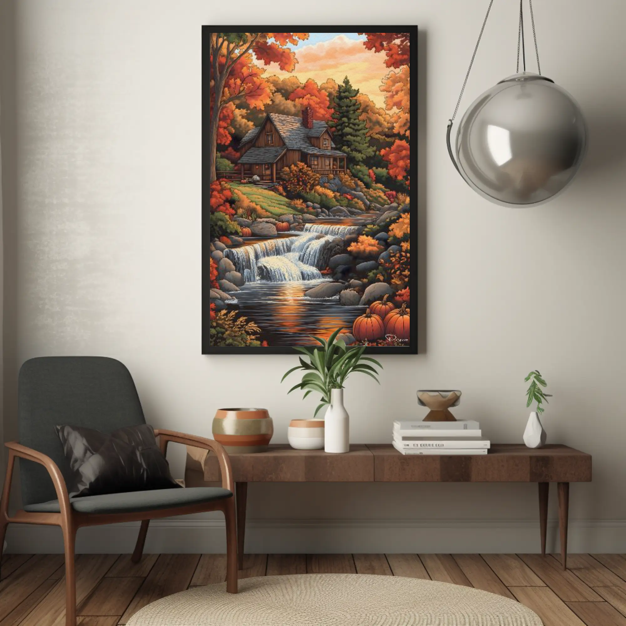 Vermont Fantasy Cottage Wall Art: Autumn Decor