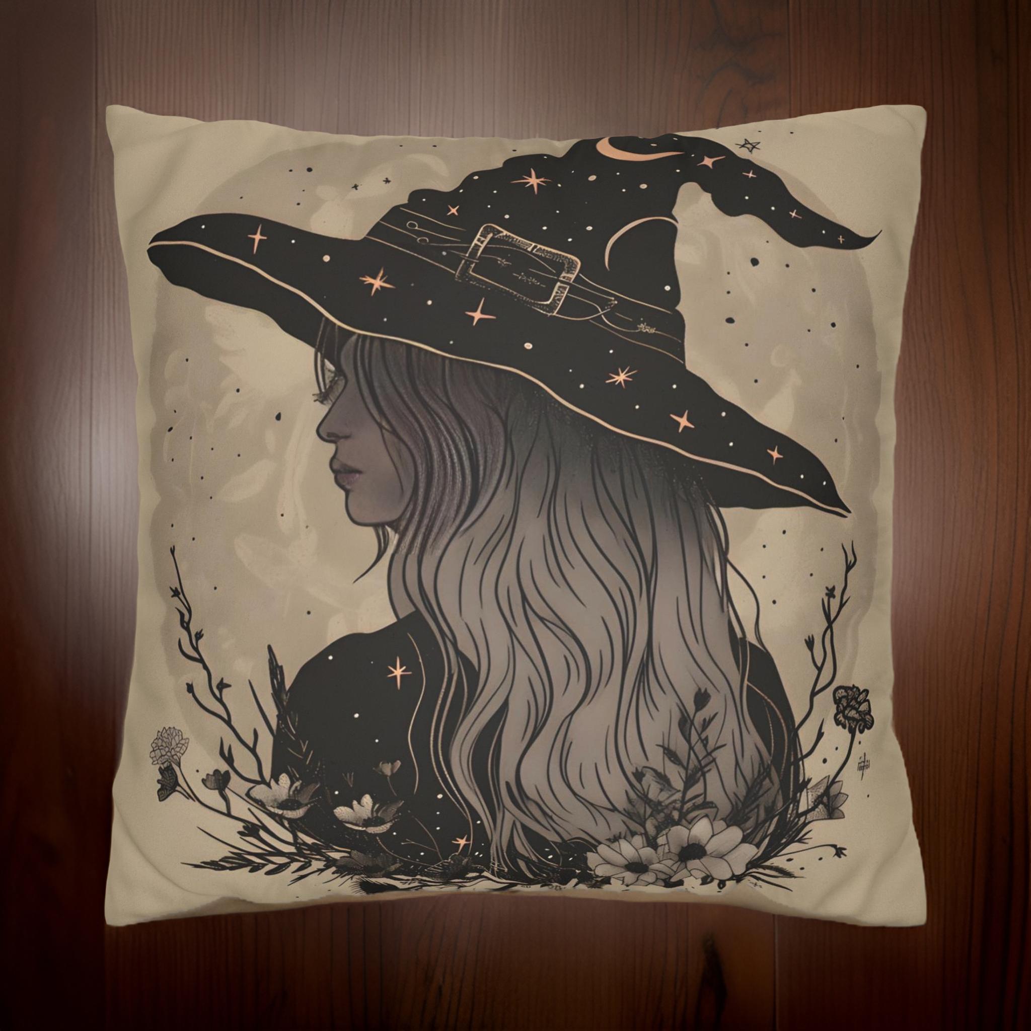 Whimsigoth Witch Pillow – Bohemian Gothic Decor | Vintage Vixen
