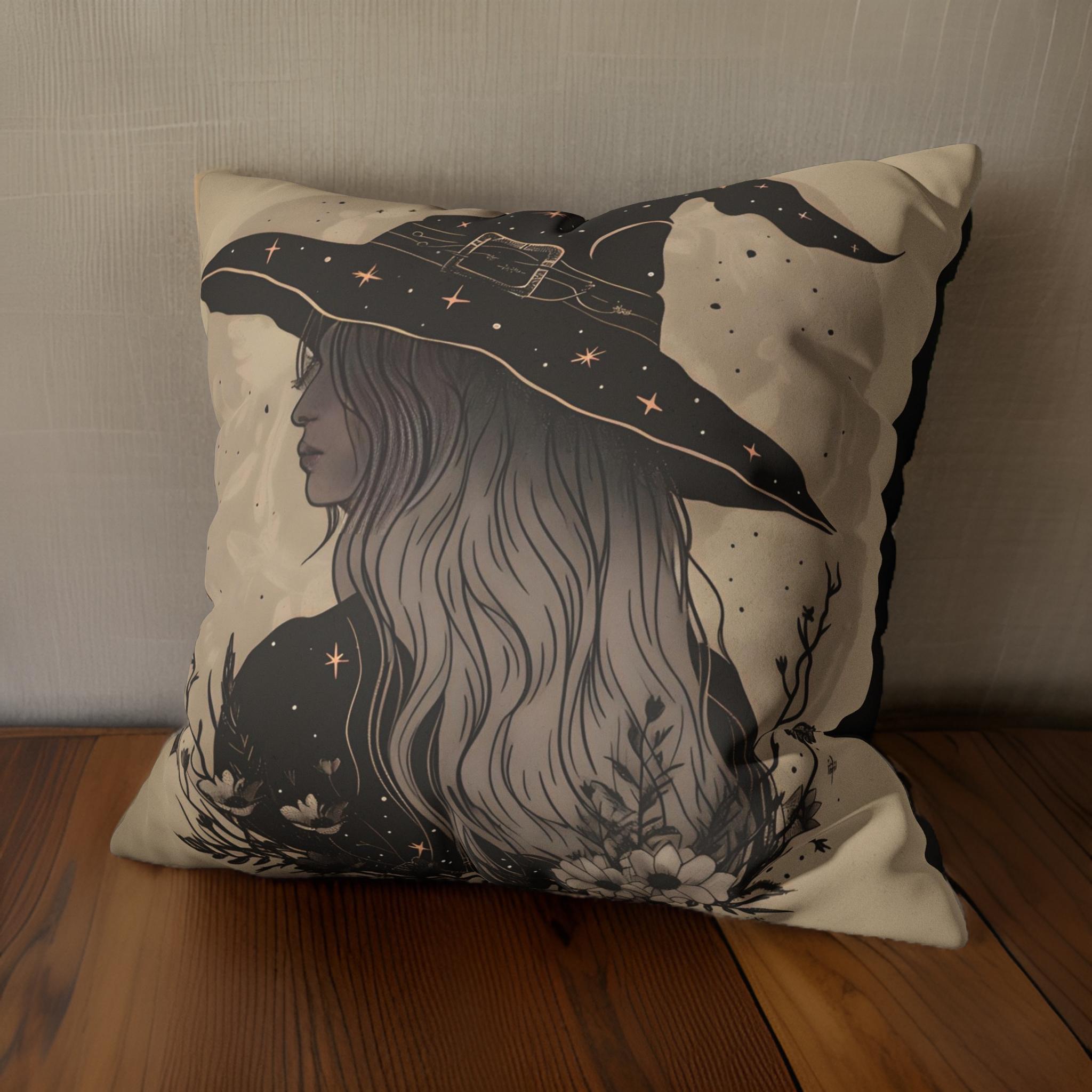 Whimsigoth Witch Pillow – Bohemian Gothic Decor | Vintage Vixen