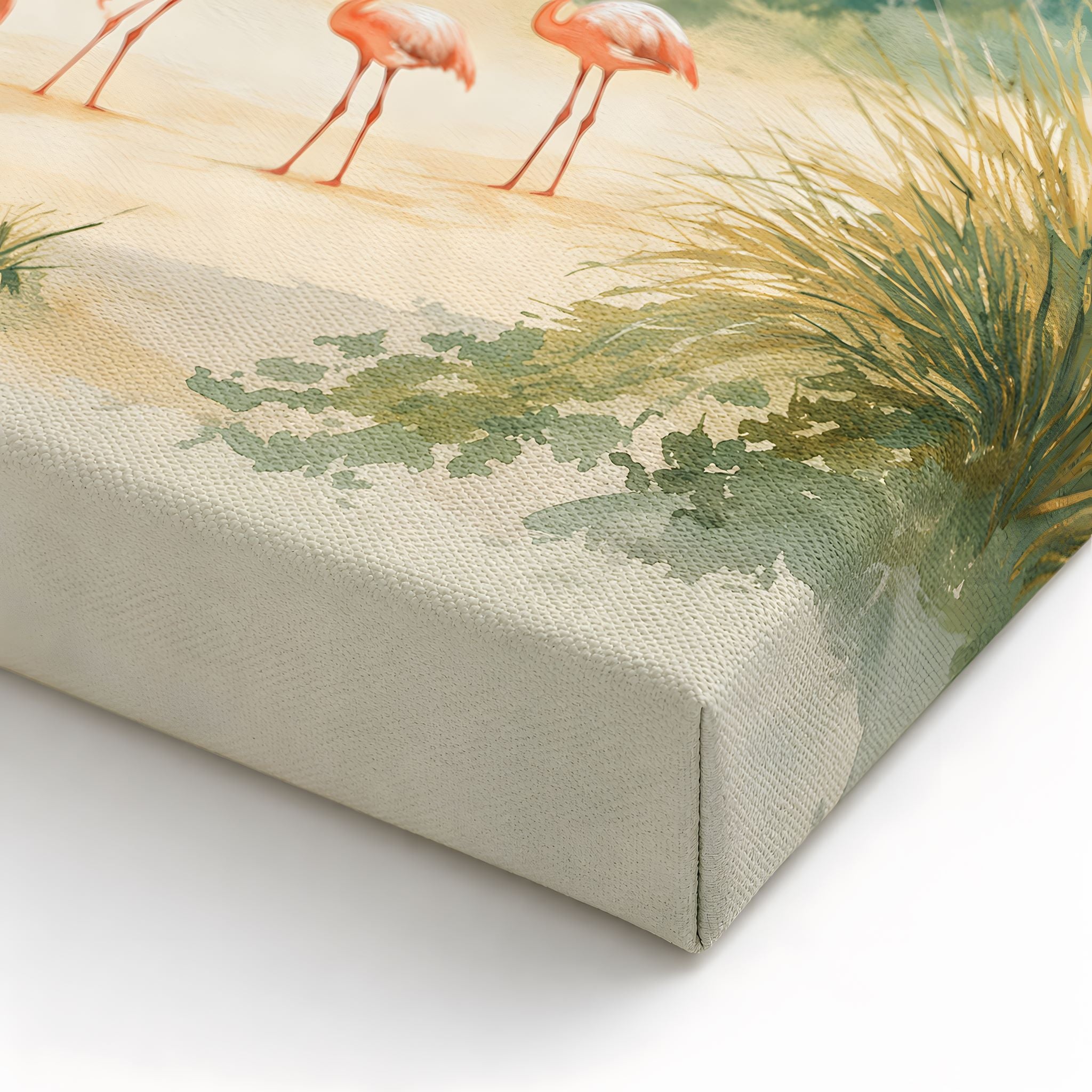 Canvas print with flamingo design on a white background